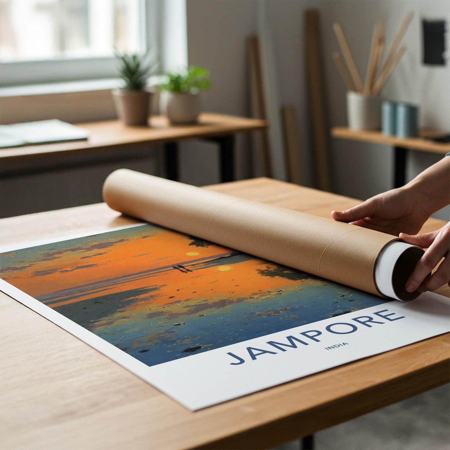 Jampore Poster - India Fine Art - Daman Diu Sunset Beach Walk Gift