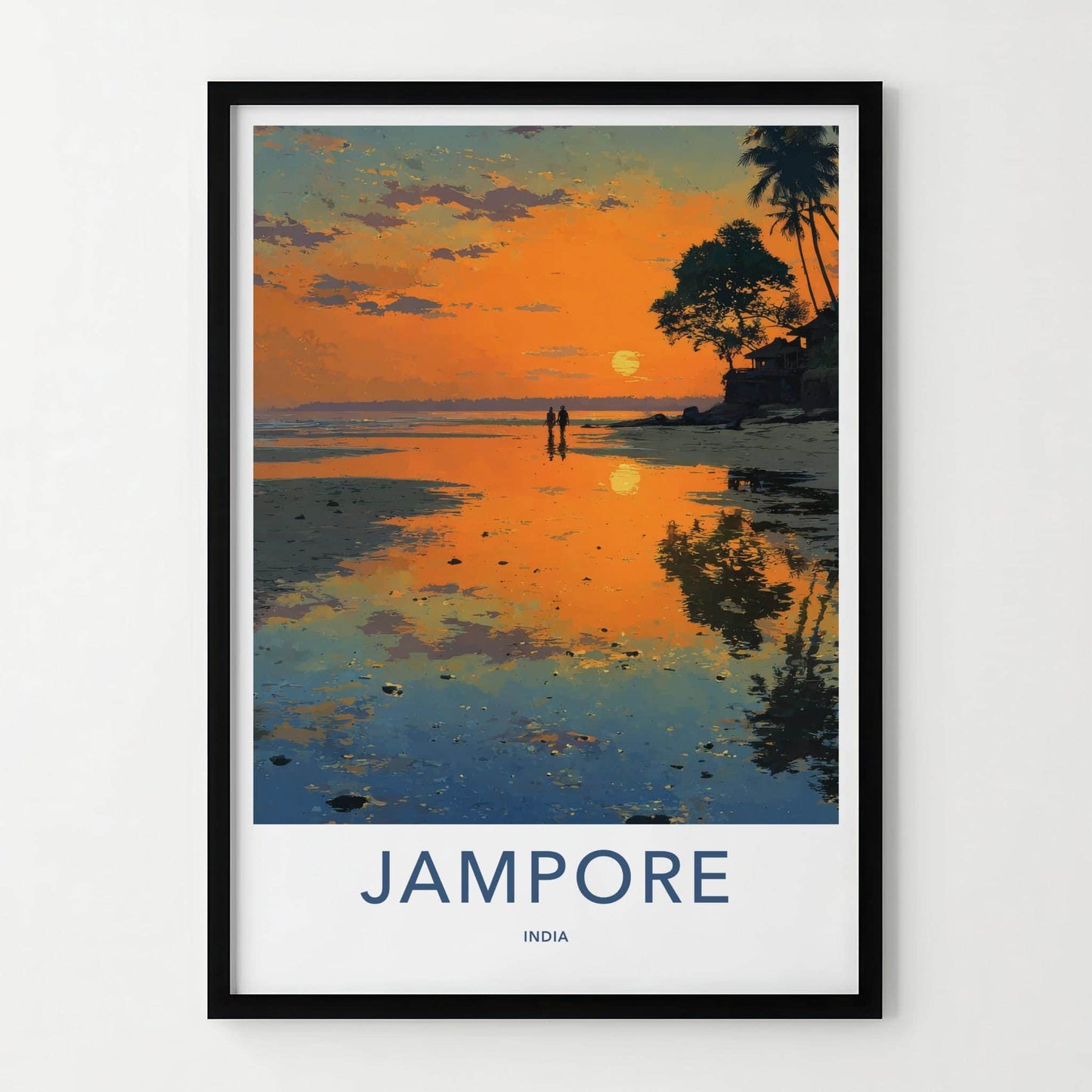 Jampore Poster - India Fine Art - Daman Diu Sunset Beach Walk Gift