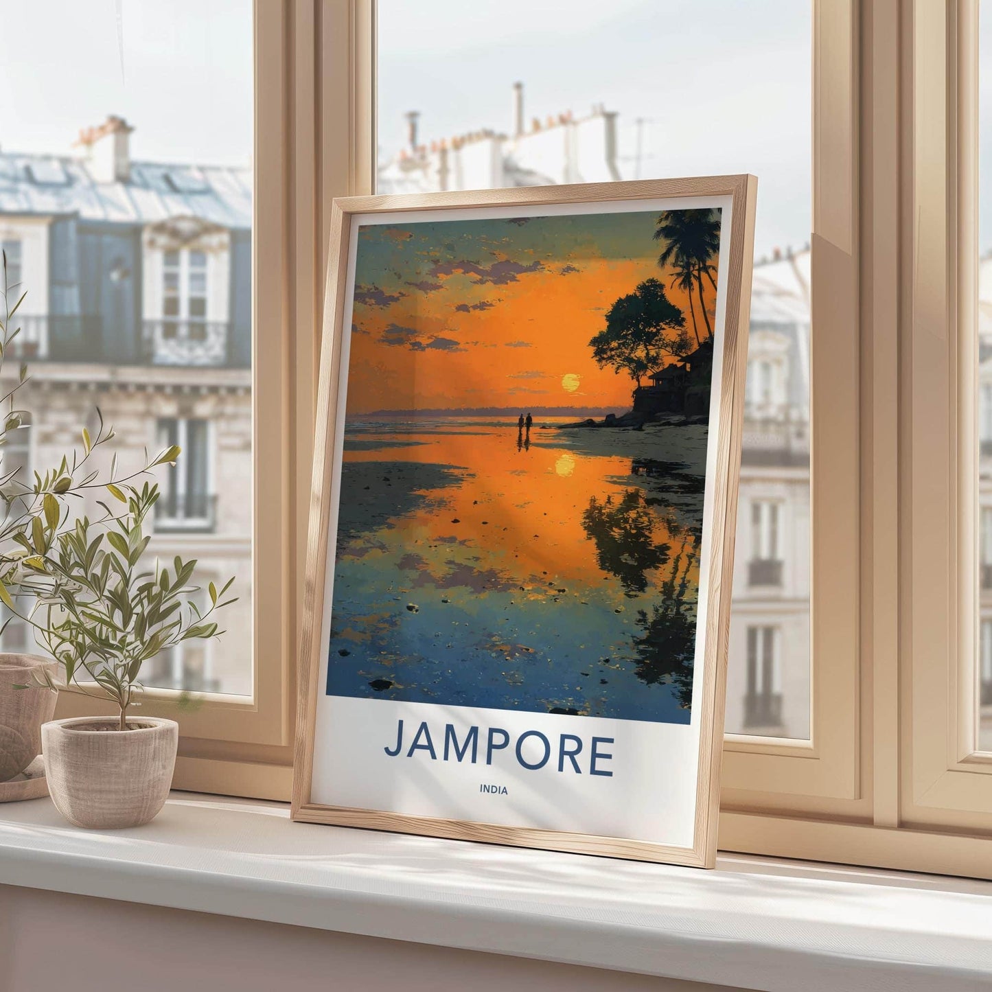 Jampore Poster - India Fine Art - Daman Diu Sunset Beach Walk Gift