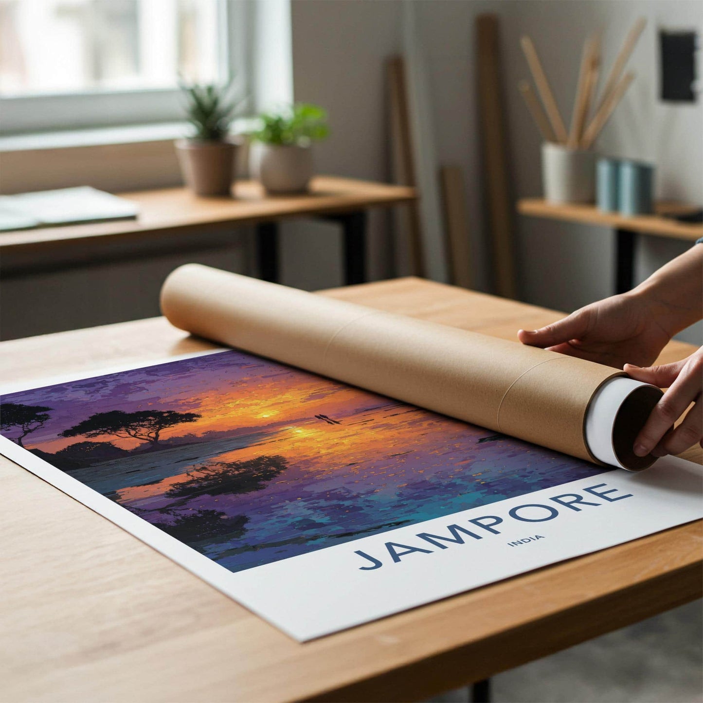 Jampore Poster - India Framed Print - Daman Beach Sunset Home Decor