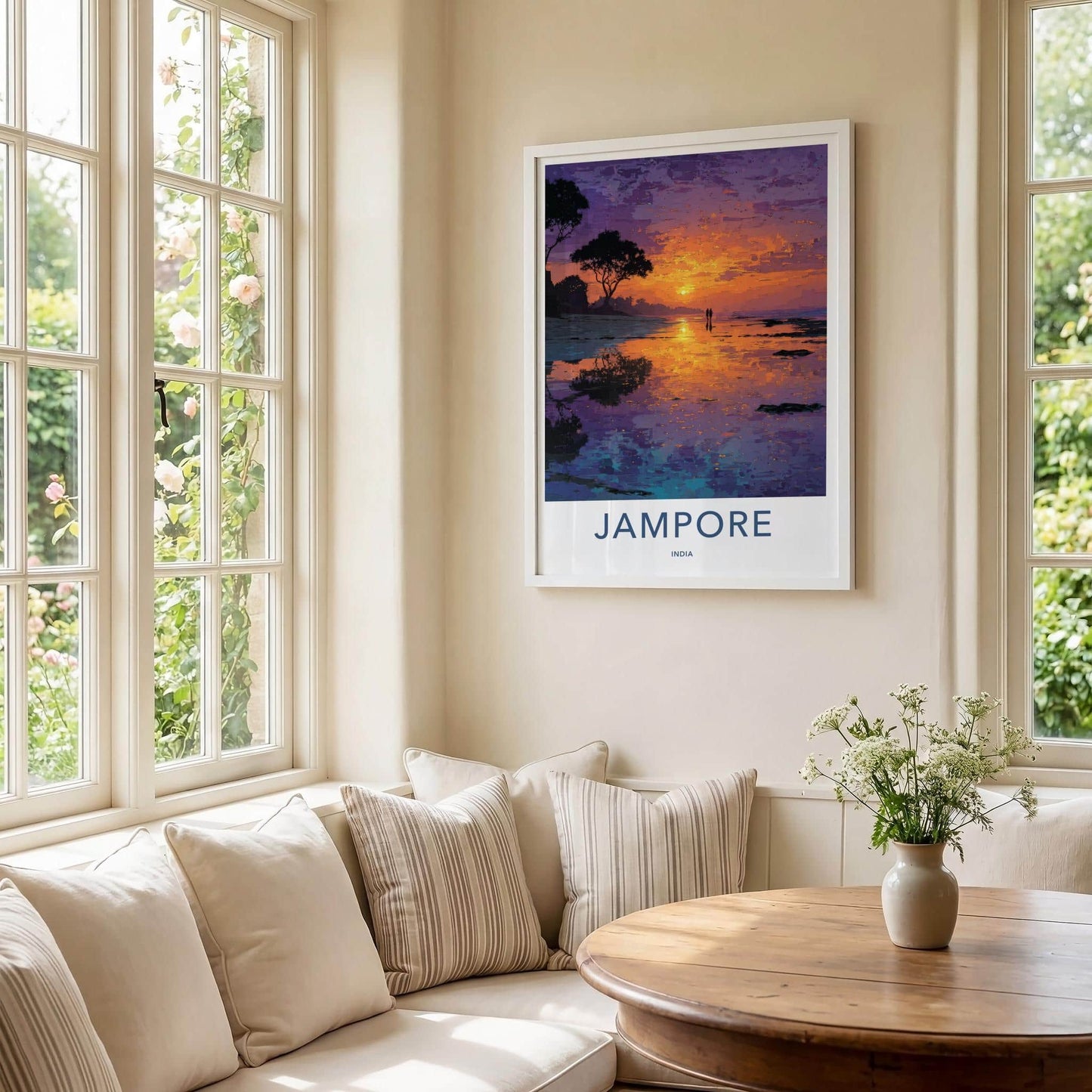 Jampore Poster - India Framed Print - Daman Beach Sunset Home Decor