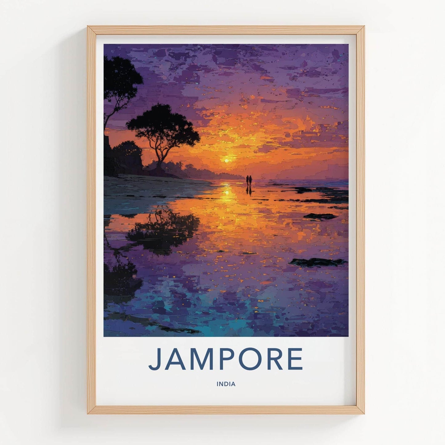 Jampore Poster - India Framed Print - Daman Beach Sunset Home Decor