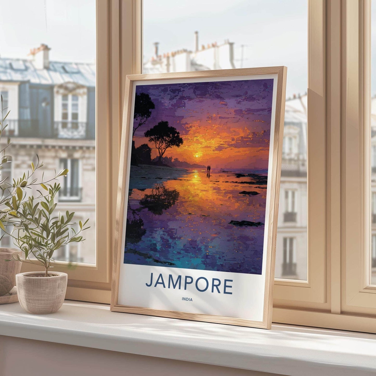 Jampore Poster - India Framed Print - Daman Beach Sunset Home Decor