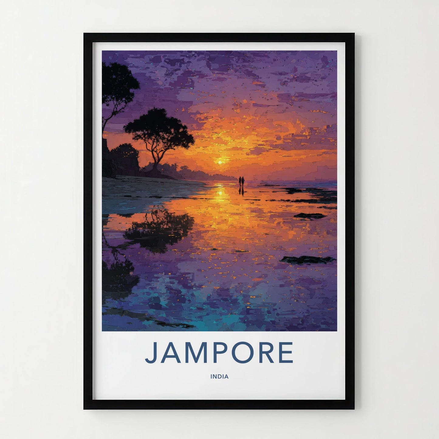 Jampore Poster - India Framed Print - Daman Beach Sunset Home Decor