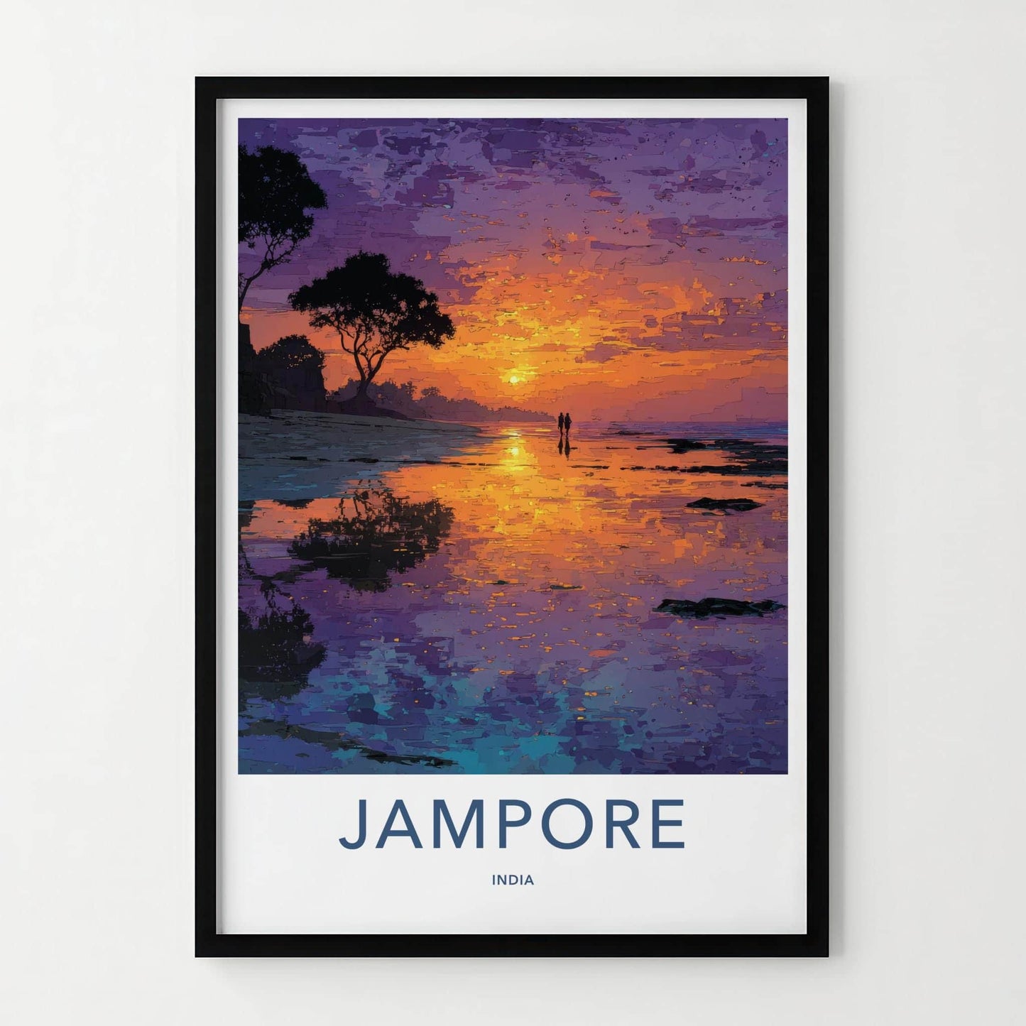 Jampore Poster - India Framed Print - Daman Beach Sunset Home Decor