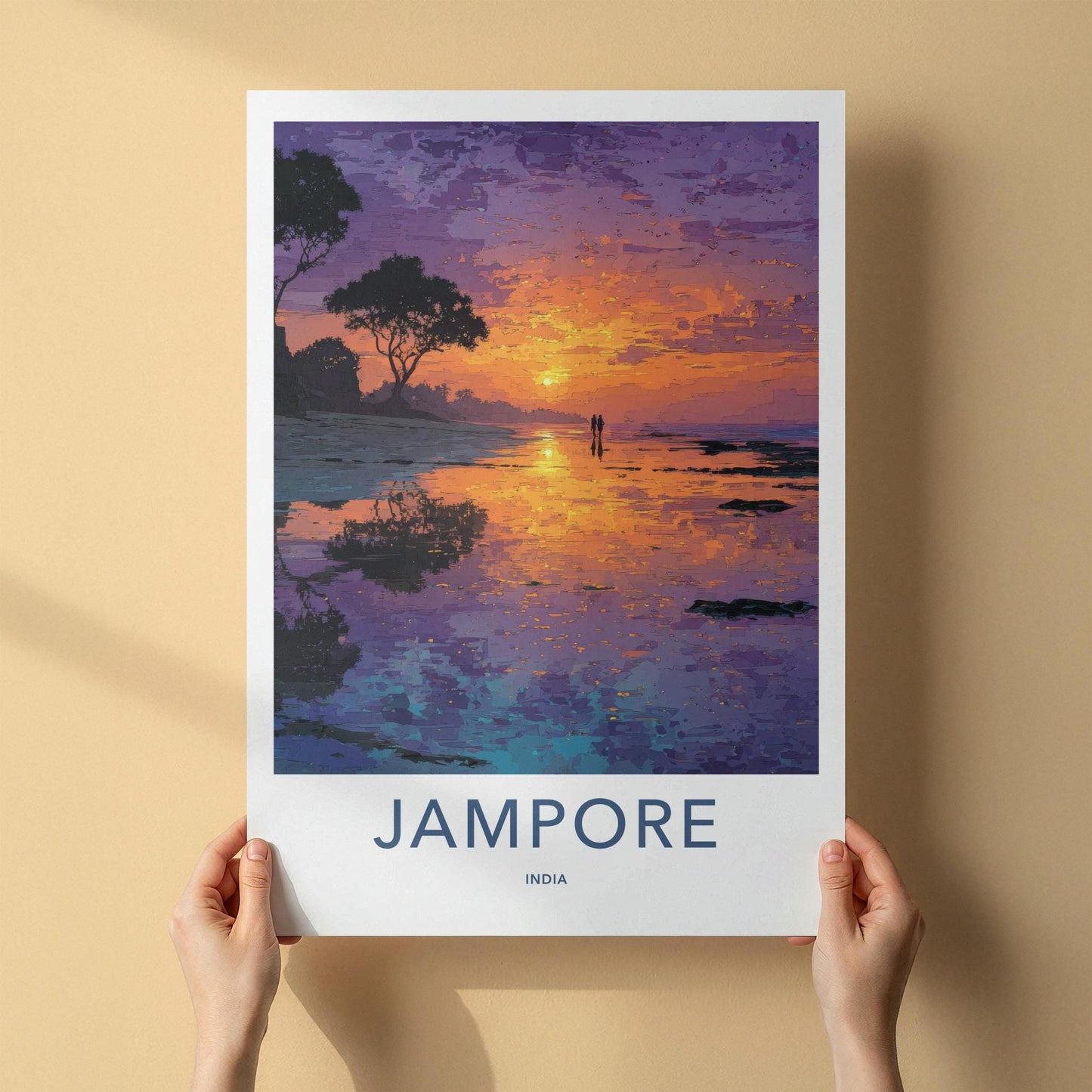 Jampore Poster - India Framed Print - Daman Beach Sunset Home Decor