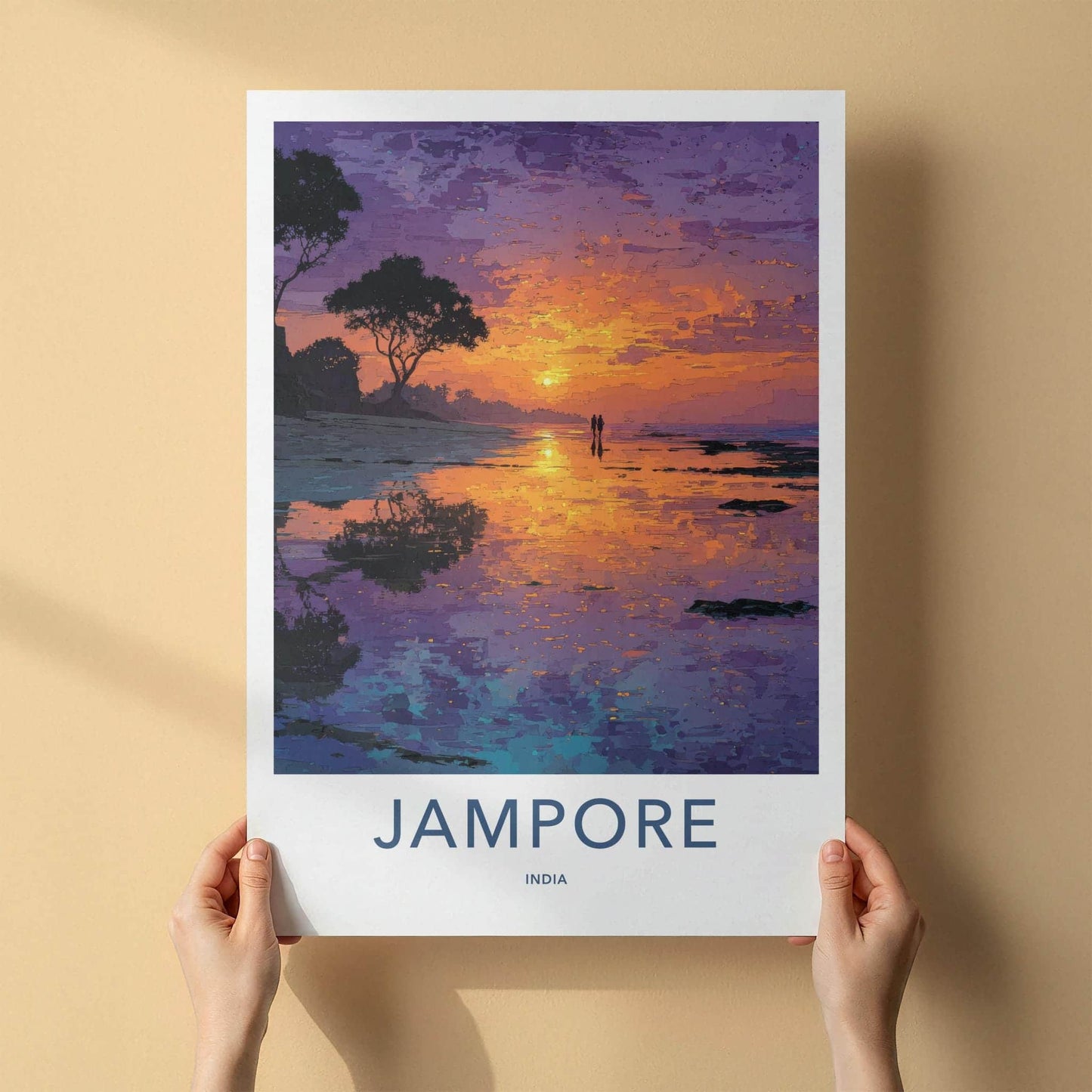 Jampore Poster - India Framed Print - Daman Beach Sunset Home Decor
