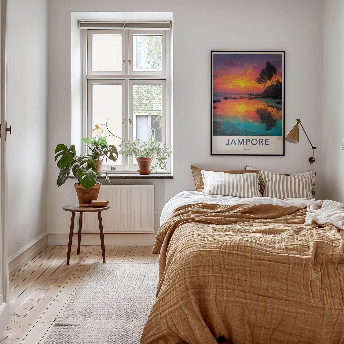 Jampore Poster - India Travel Art - Daman Tropical Sunset Beach Home Decor