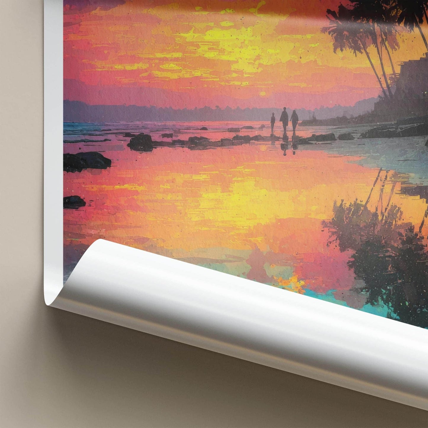 Jampore Poster - India Travel Art - Daman Tropical Sunset Beach Home Decor