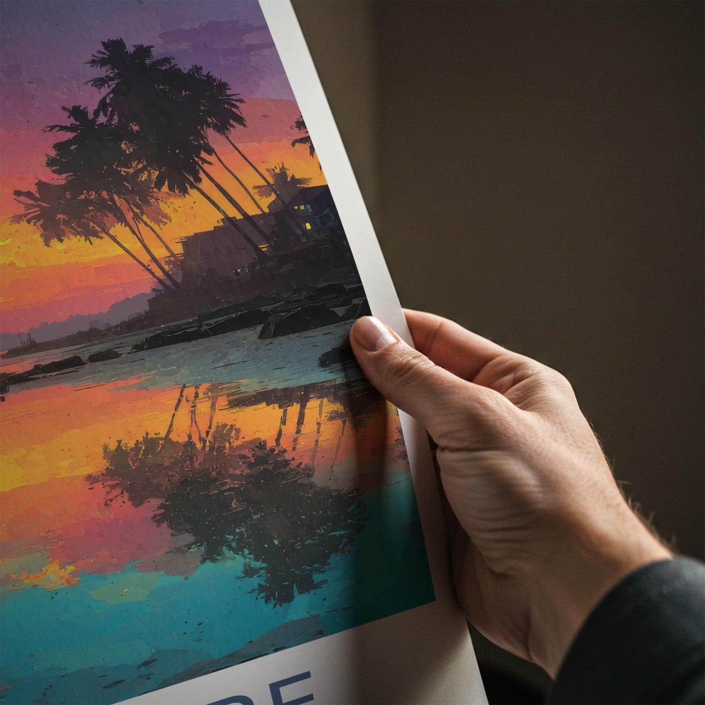 Jampore Poster - India Travel Art - Daman Tropical Sunset Beach Home Decor