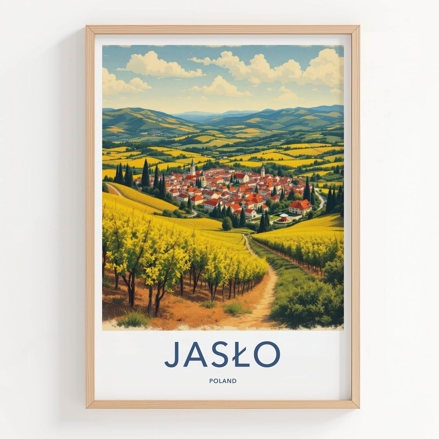 Jaslo Poster - Poland Art Print - Town Valley Vineyards Home Decor