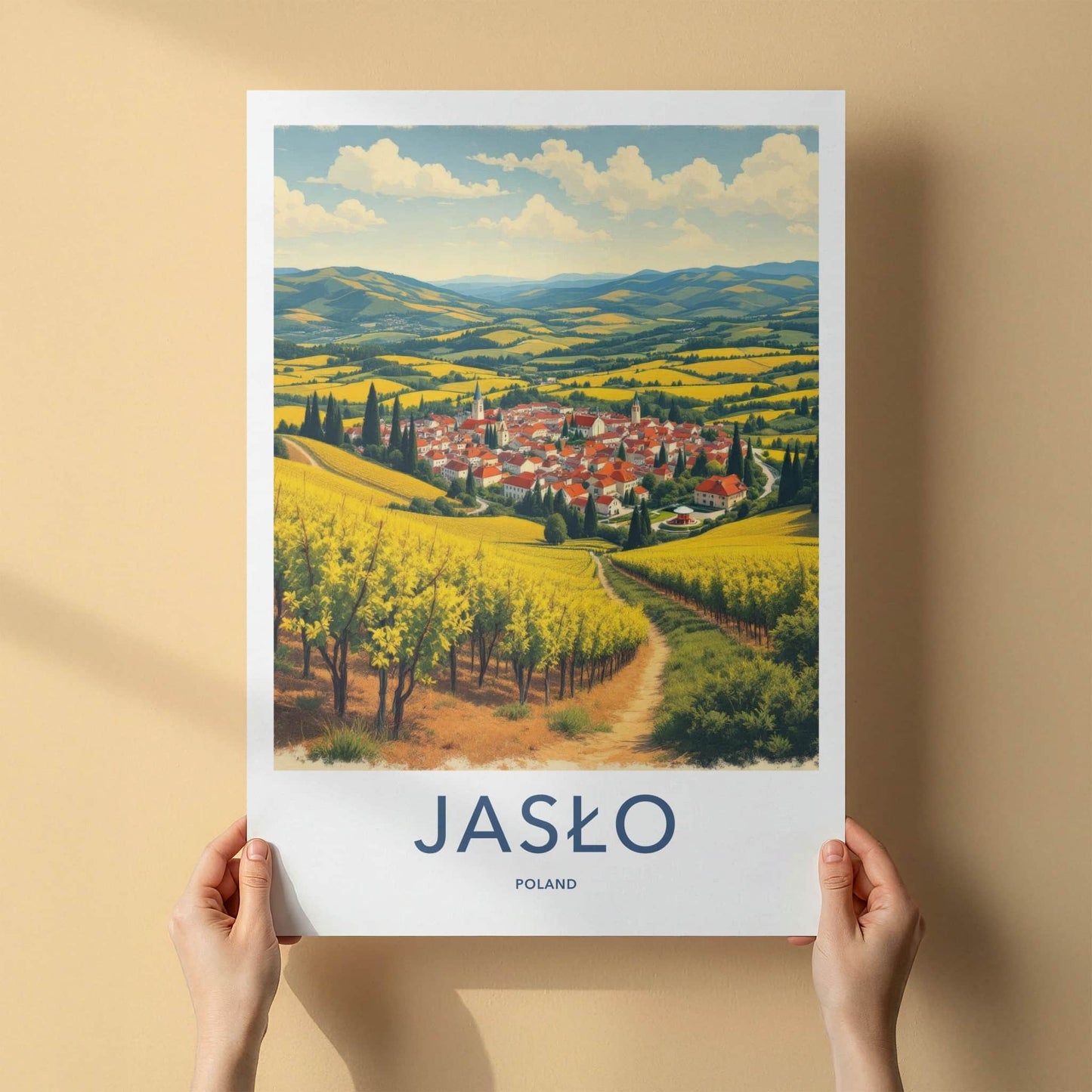 Jaslo Poster - Poland Art Print - Town Valley Vineyards Home Decor