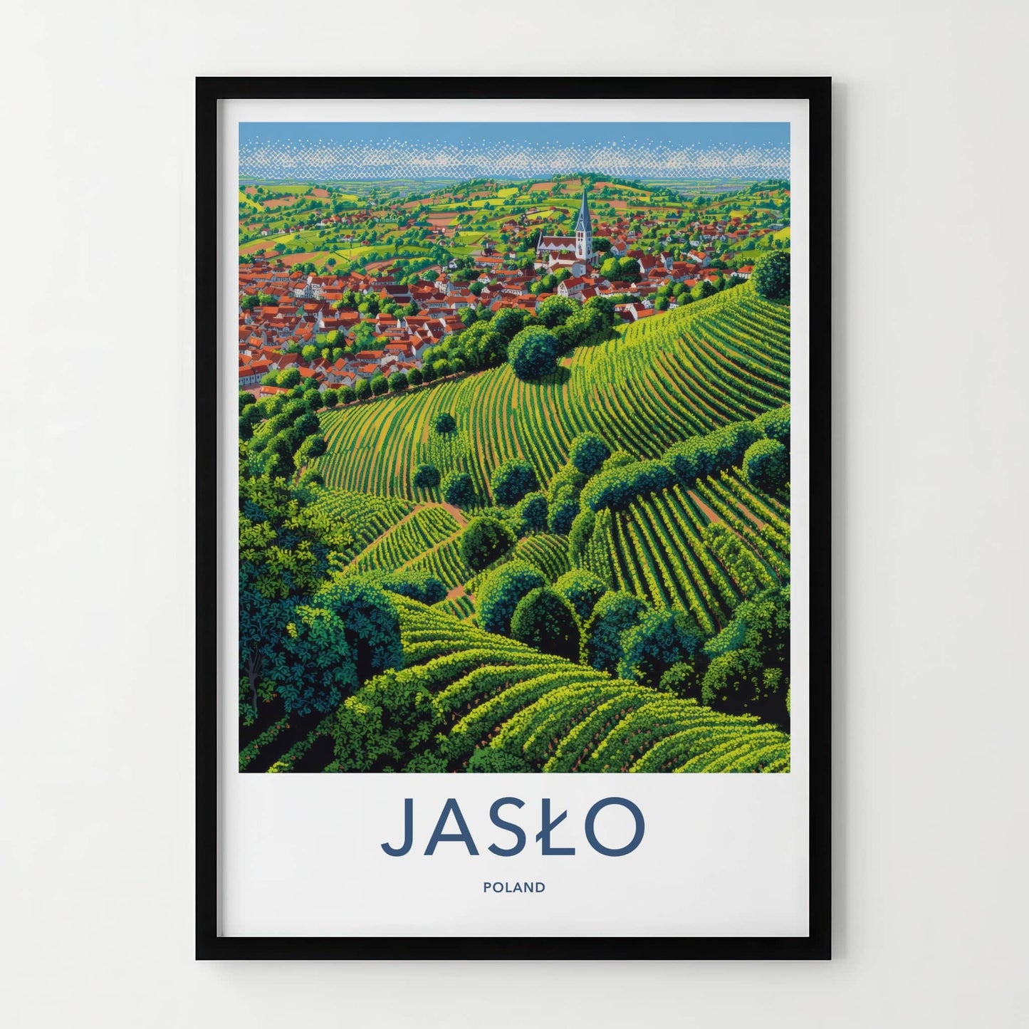 Jaslo Poster - Poland Framed Print - Picturesque Winery Village Framed Decor