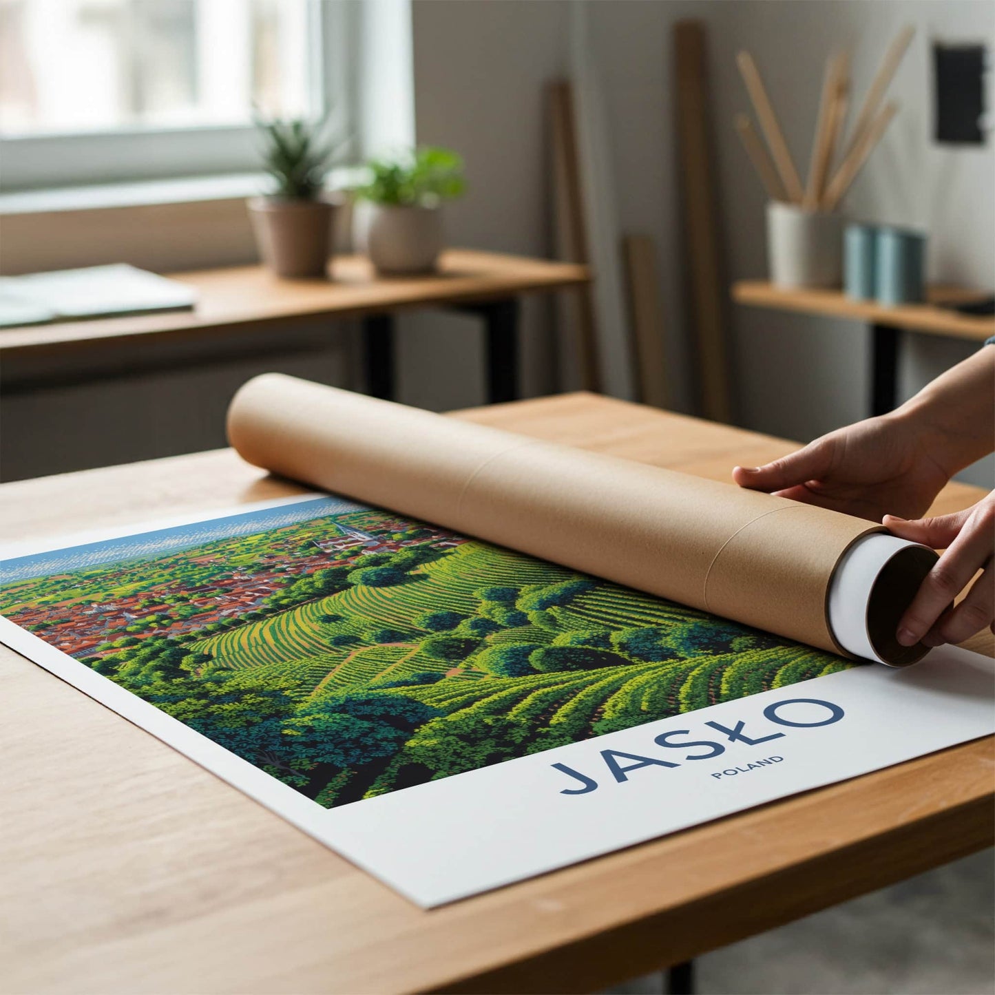 Jaslo Poster - Poland Framed Print - Picturesque Winery Village Framed Decor