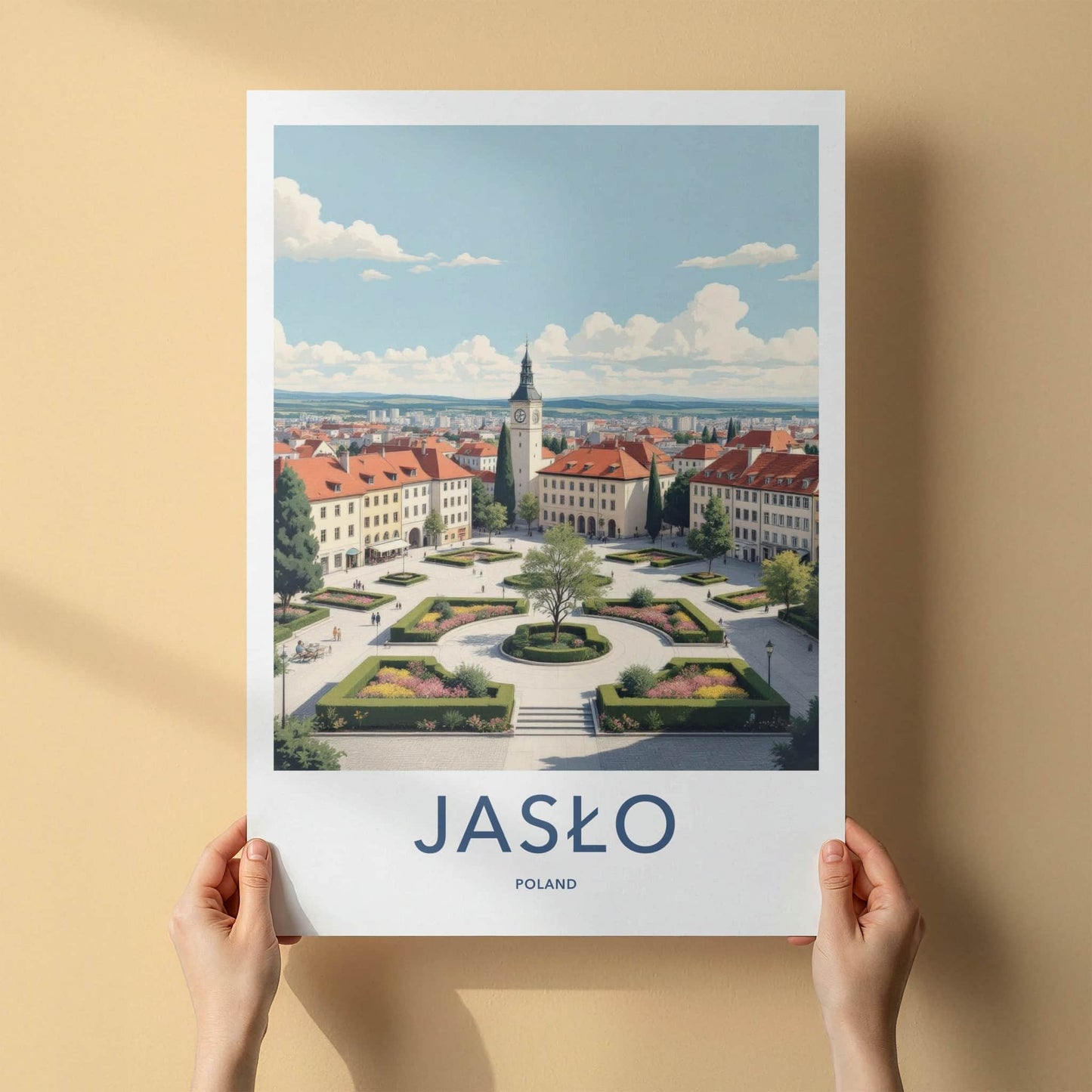 Jaslo Poster - Poland Travel Art - Historic City Square Home Decor