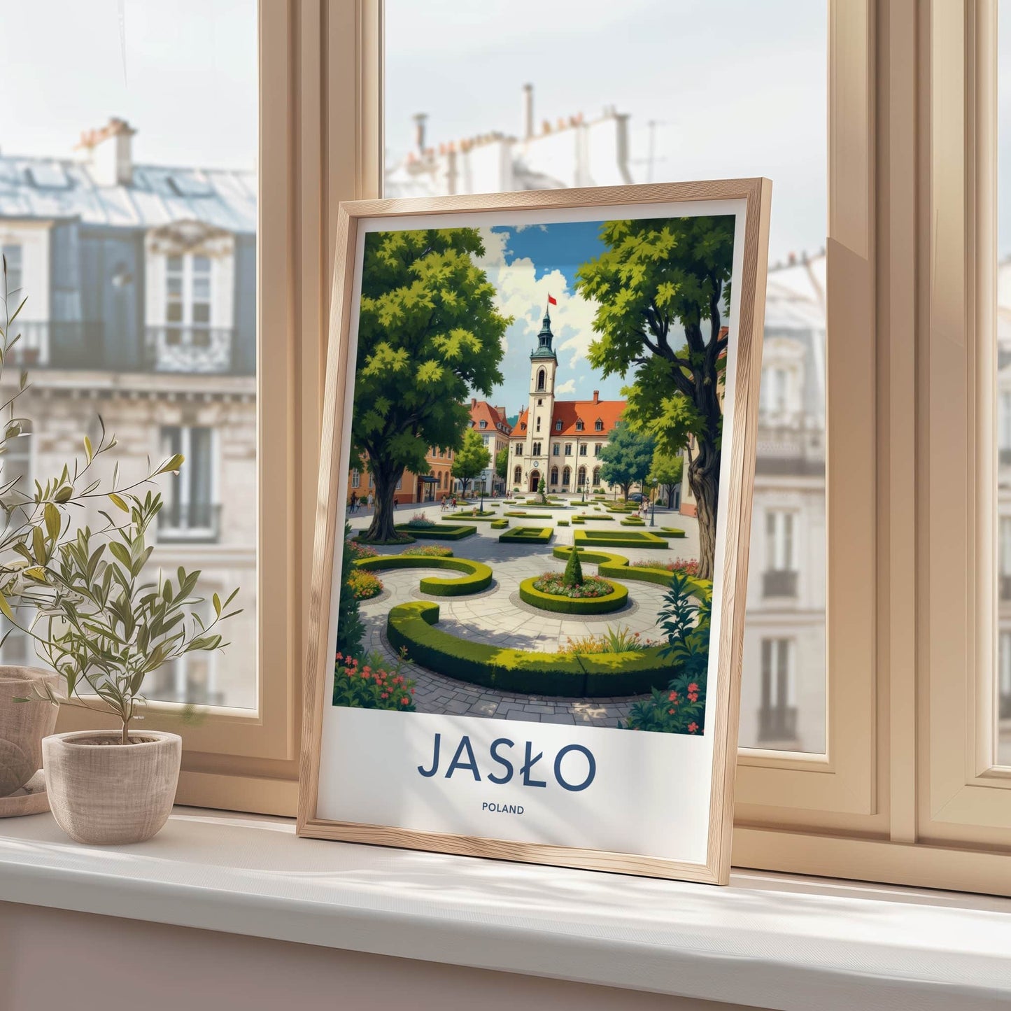 Jaslo Poster - Poland Travel Art - Historic Town Square Home Decor