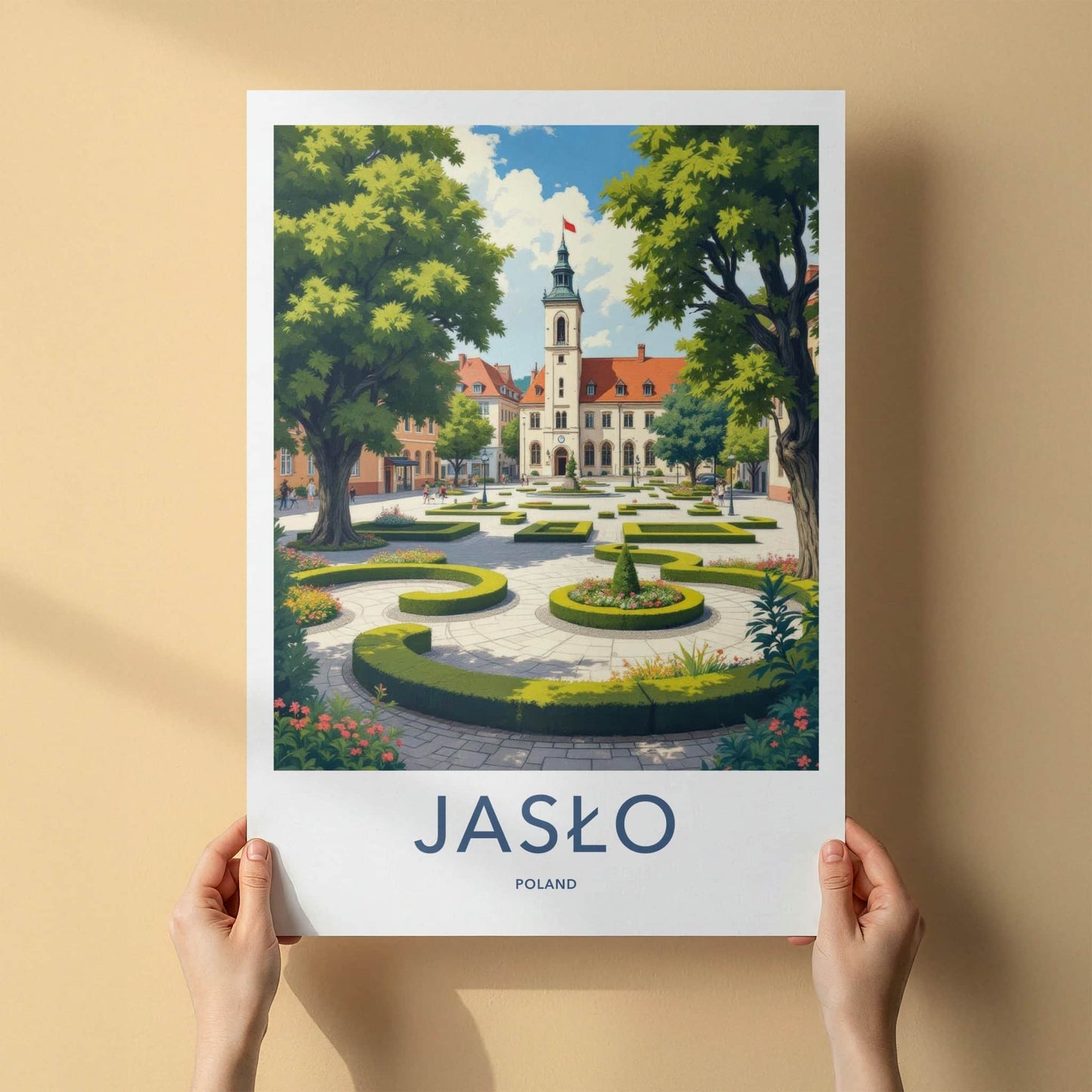 Jaslo Poster - Poland Travel Art - Historic Town Square Home Decor
