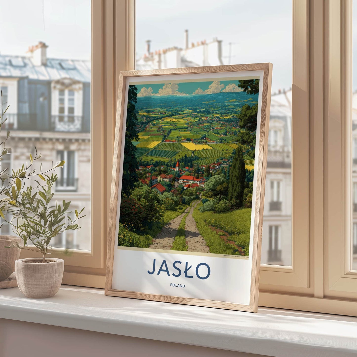 Jaslo Poster - Poland Travel Art - Lush Village Landscape Home Decor
