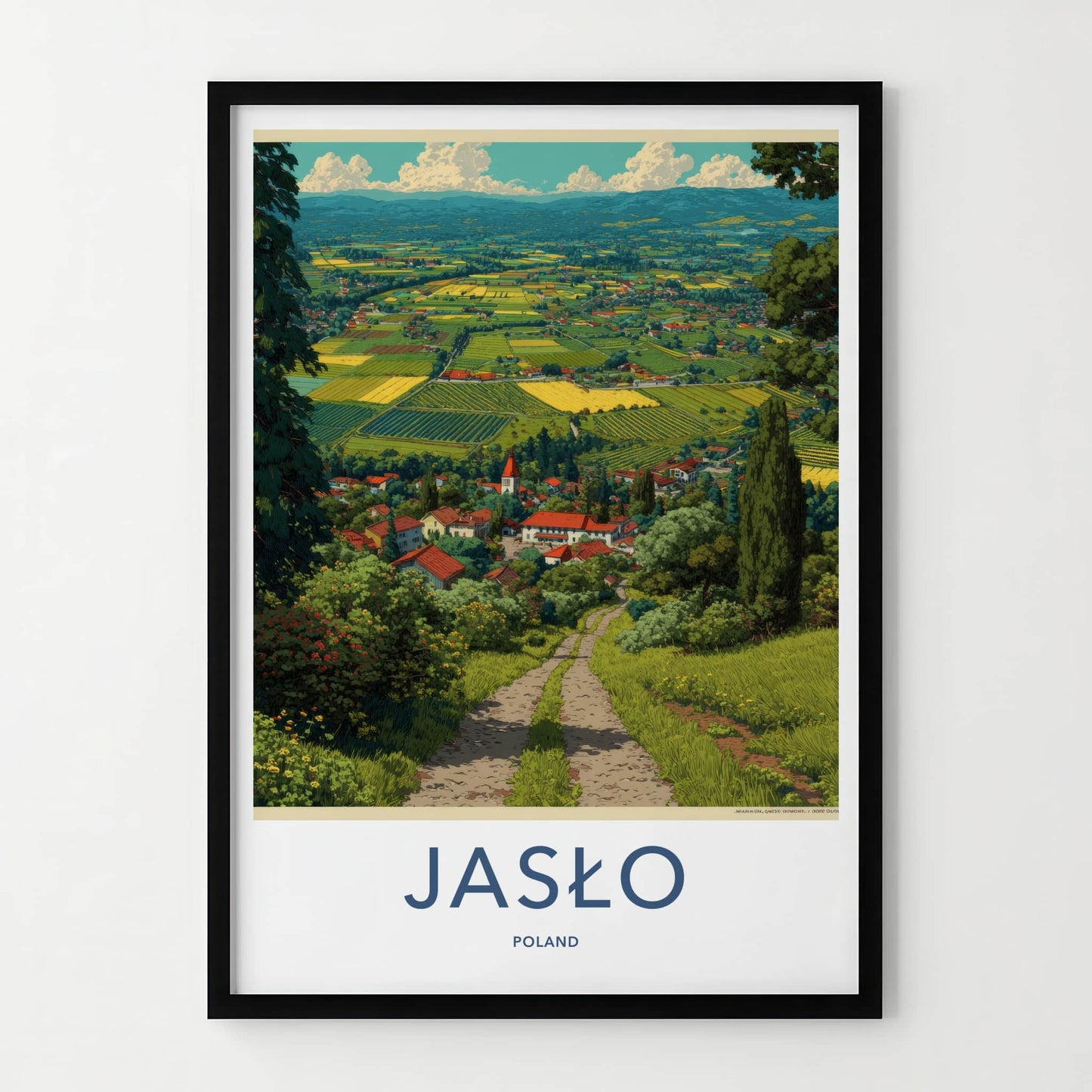 Jaslo Poster - Poland Travel Art - Lush Village Landscape Home Decor