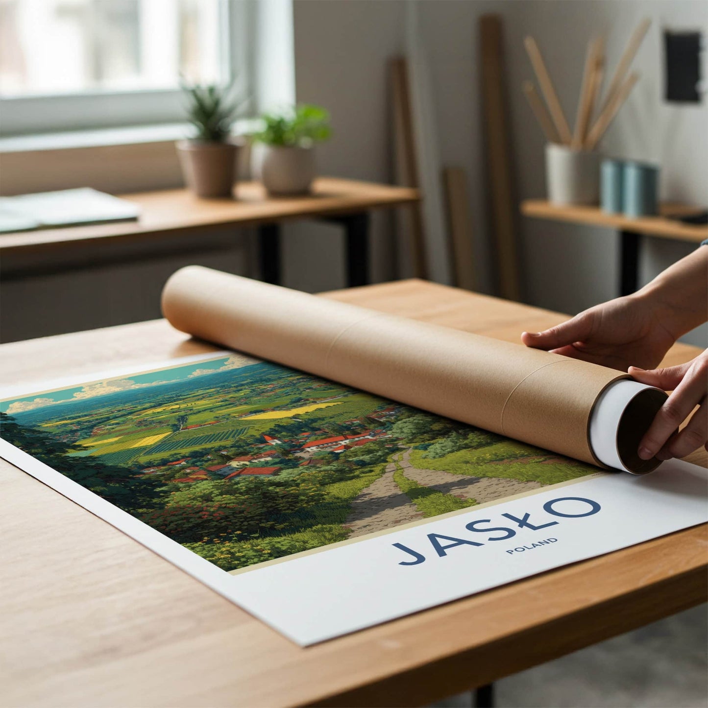 Jaslo Poster - Poland Travel Art - Lush Village Landscape Home Decor