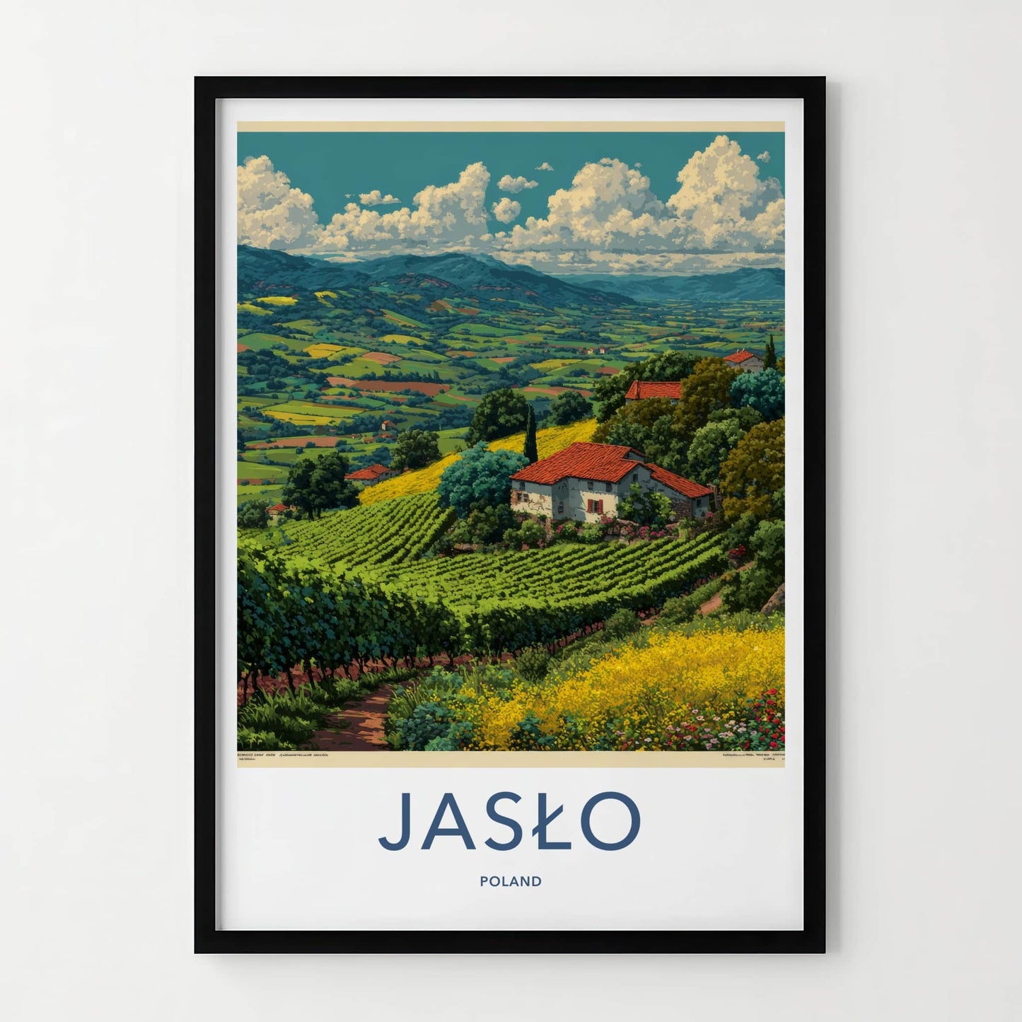 Jaslo Poster - Poland Travel Art - Lush Vineyard Landscape Home Decor