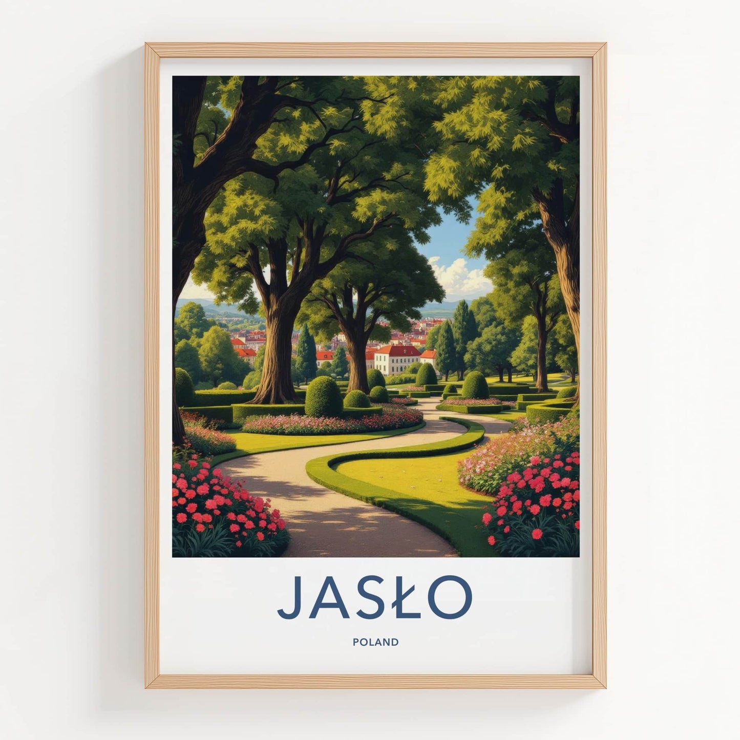 Jaslo Poster - Poland Travel Art - Manicured Garden Pathway Home Decor