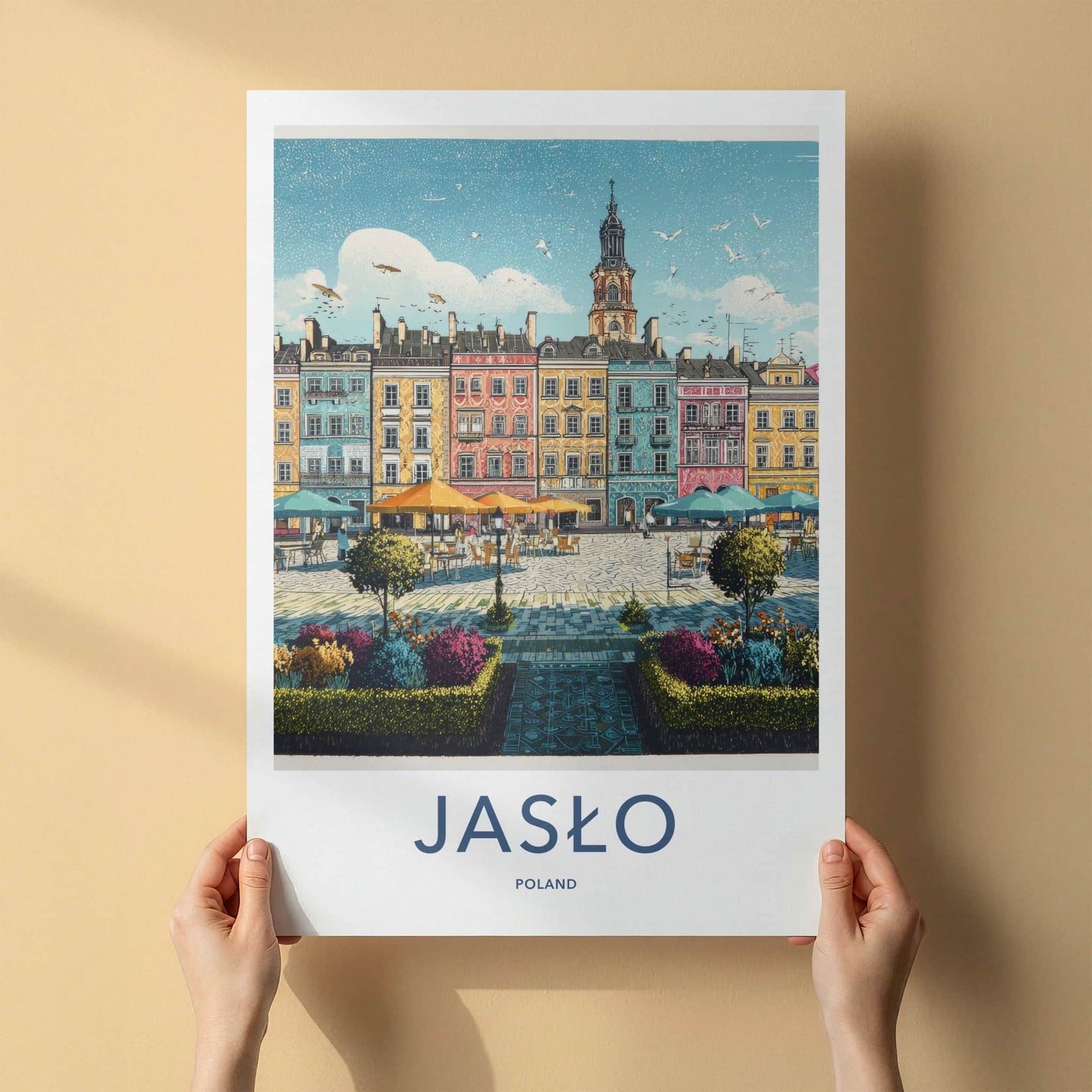 Jaslo Poster - Poland Travel Art - Picturesque City Square Home Decor