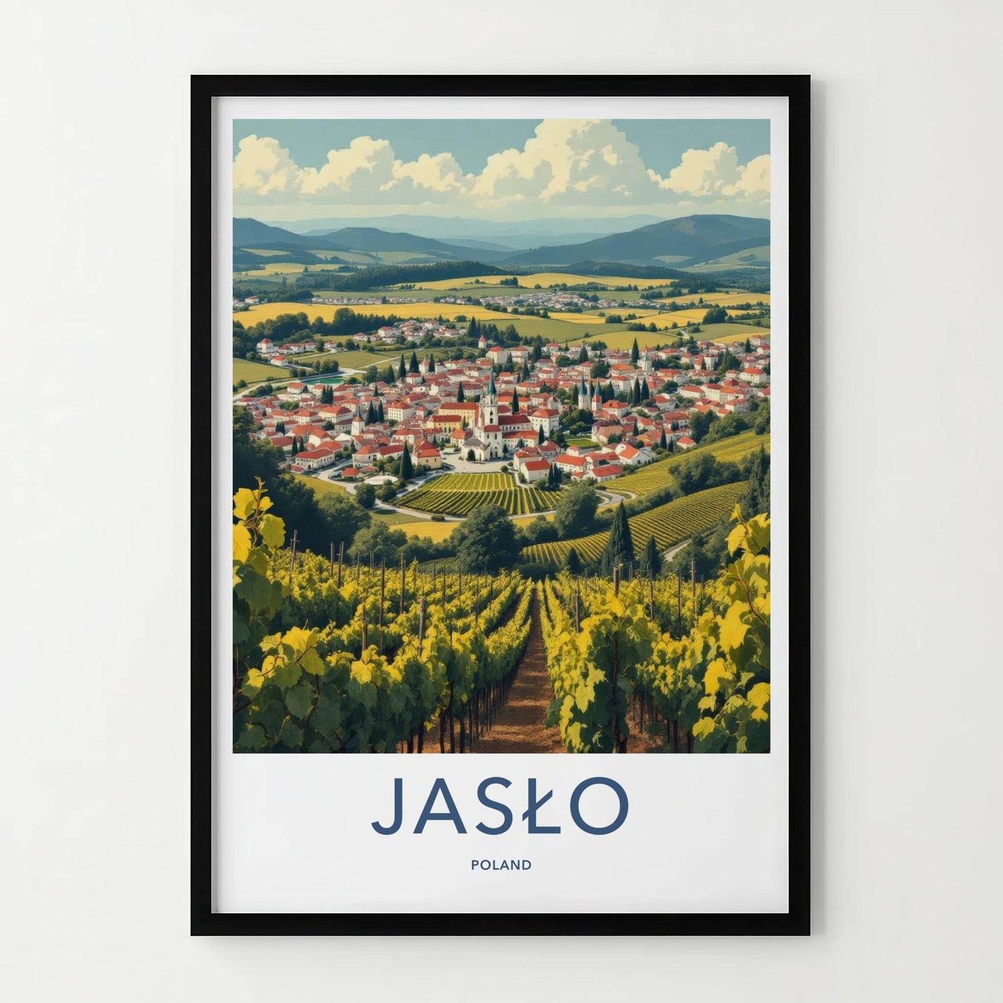 Jaslo Poster - Poland Travel Art - Rolling Hills Vineyards Home Decor