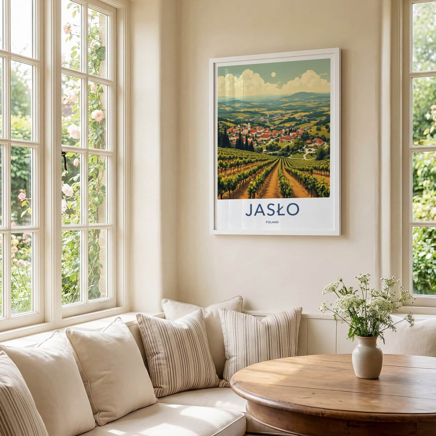 Jaslo Poster - Poland Travel Art - Rolling Vineyard Village Home Decor