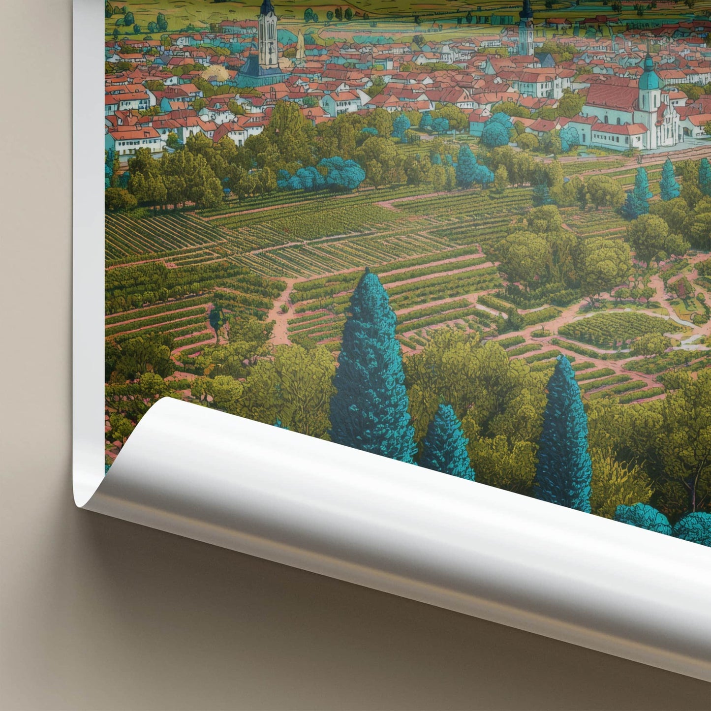 Jaslo Poster - Poland Travel Art - Roofed Town Vineyard Home Decor