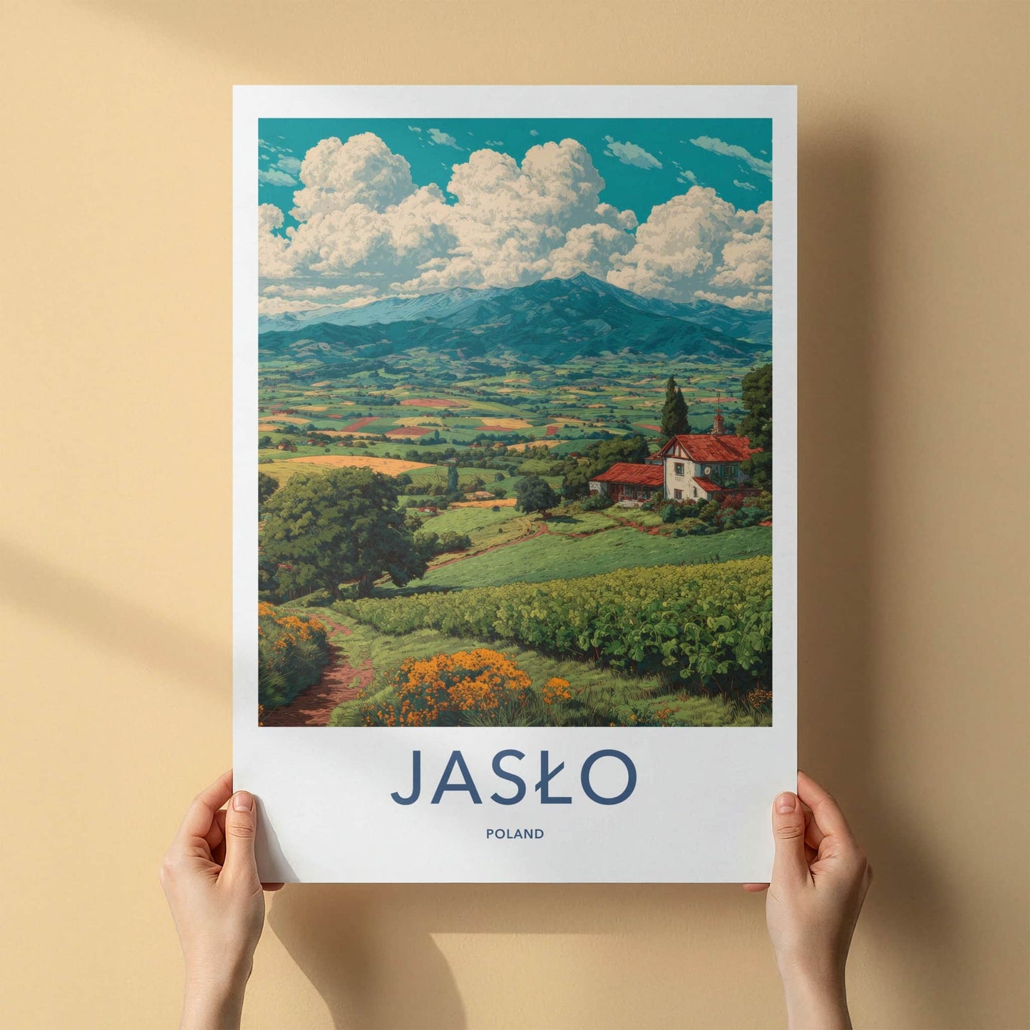 Jaslo Poster - Poland Travel Art - Vibrant Green Landscape Home Decor
