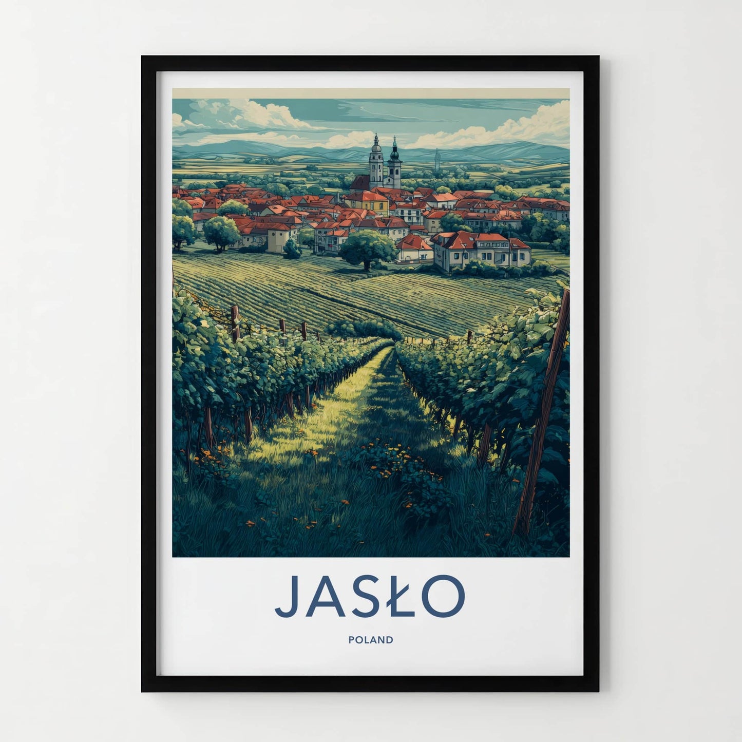 Jaslo Poster - Poland Travel Art - Vineyard Valley Town Home Decor