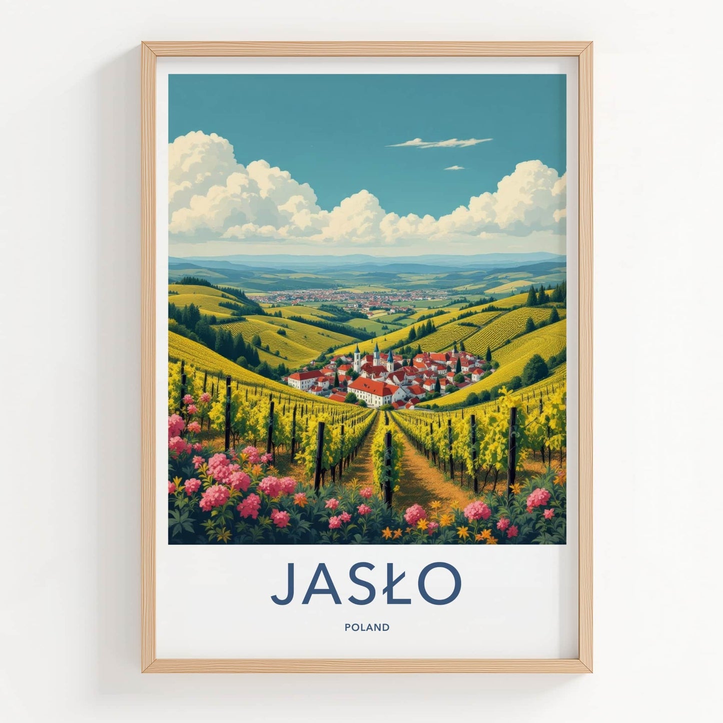 Jaslo Poster - Poland Travel Art - Vineyard Valley Village Home Decor