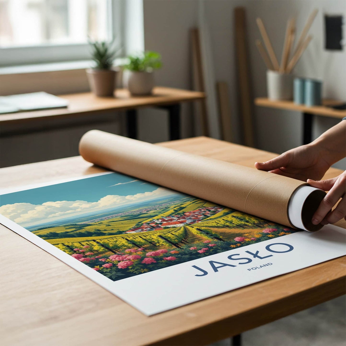 Jaslo Poster - Poland Travel Art - Vineyard Valley Village Home Decor