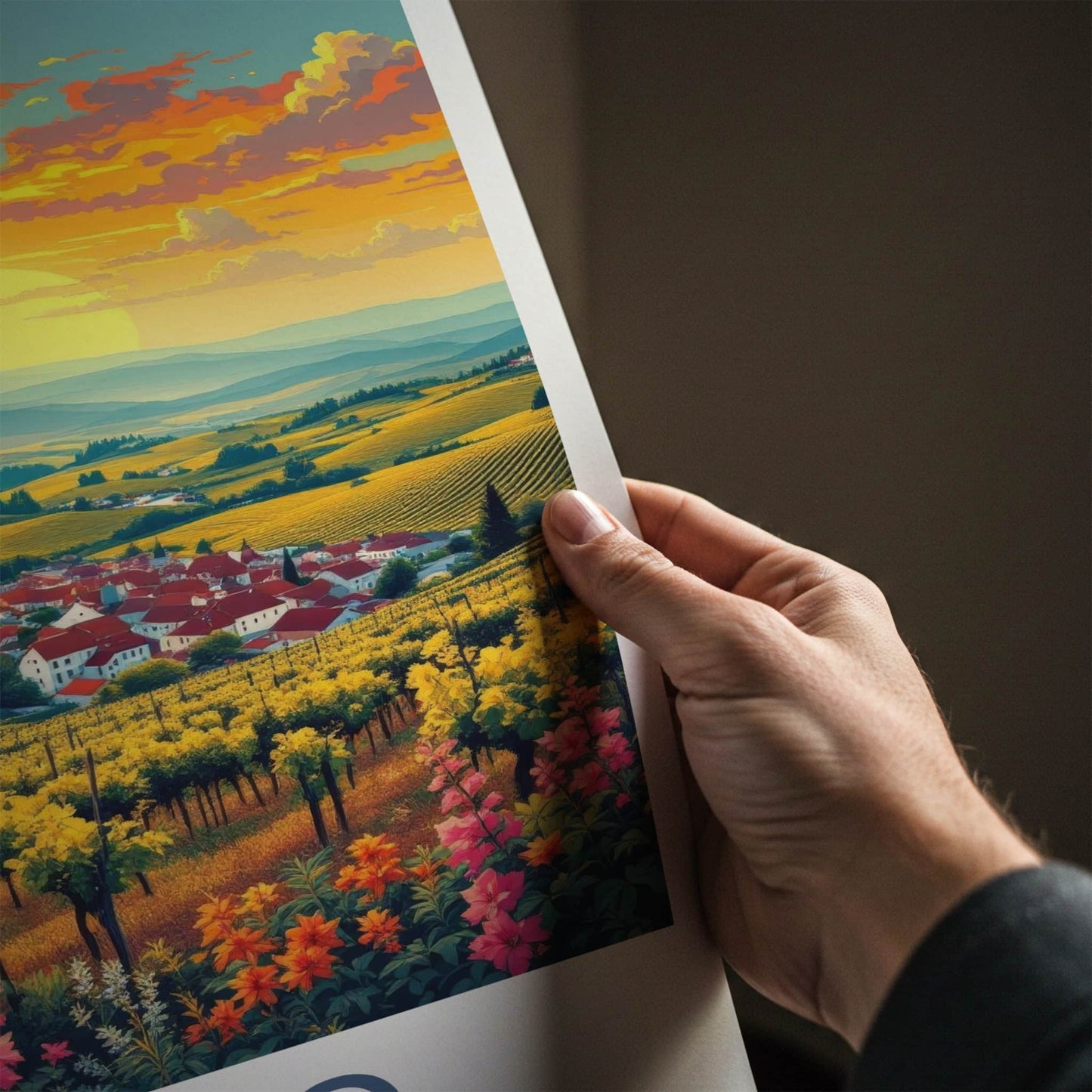 Jaslo Poster - Poland Travel Art - Vineyard Village Sunset Home Decor