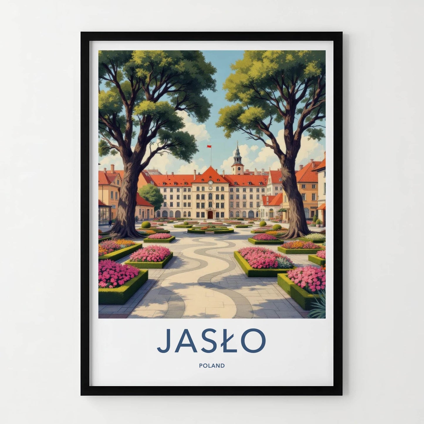 Jaslo Poster - Poland Travel Print - Grand Square Blossom Home Decor