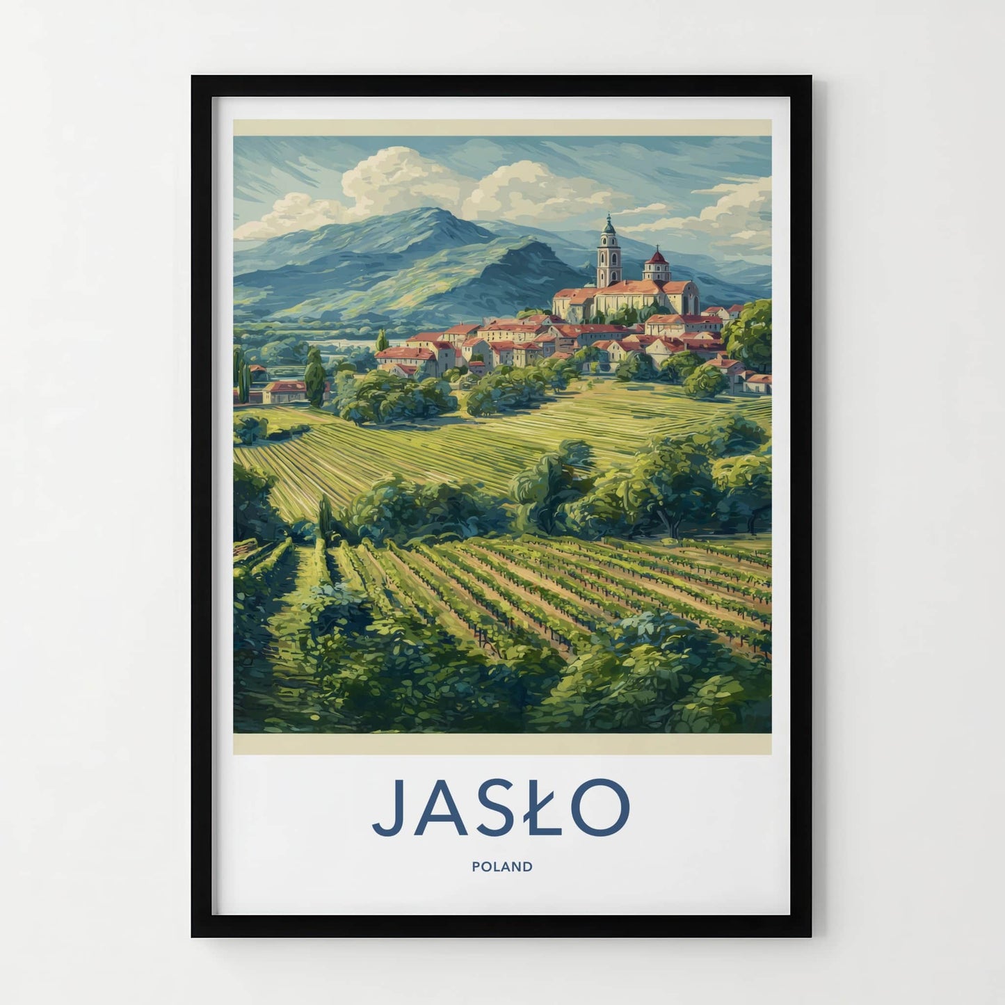 Jaslo Poster - Poland Wall Art - Scenic Village Vineyards Home Decor