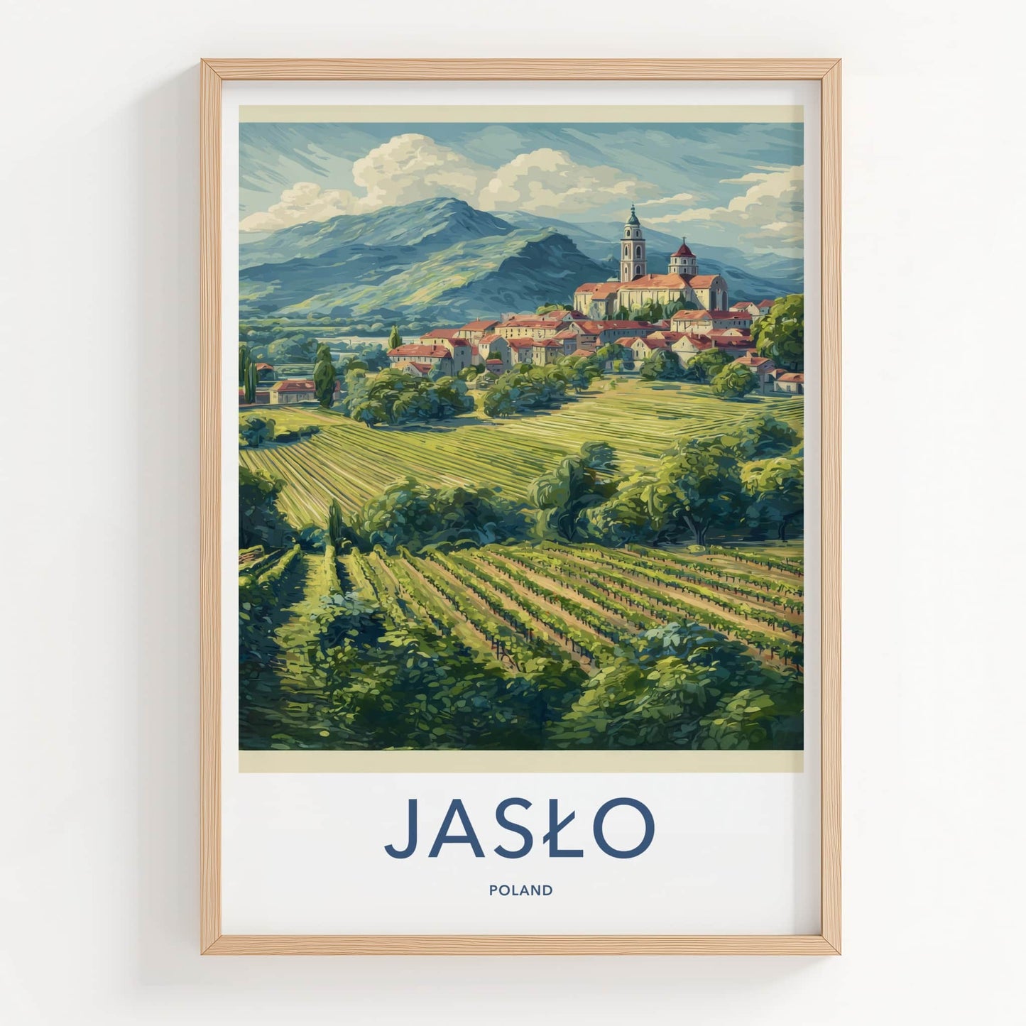 Jaslo Poster - Poland Wall Art - Scenic Village Vineyards Home Decor