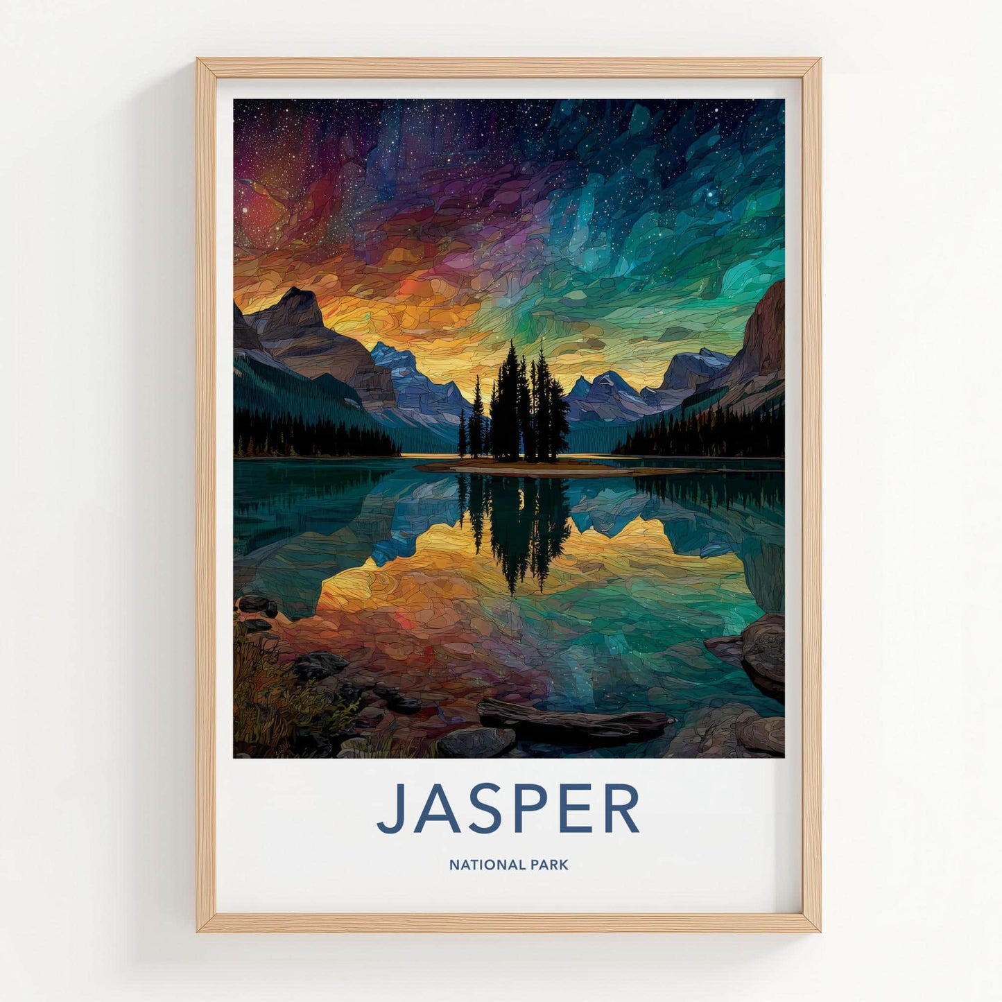 Jasper National Park Poster - Canada Wall Art - Vibrant Sky Reflection Home Decor