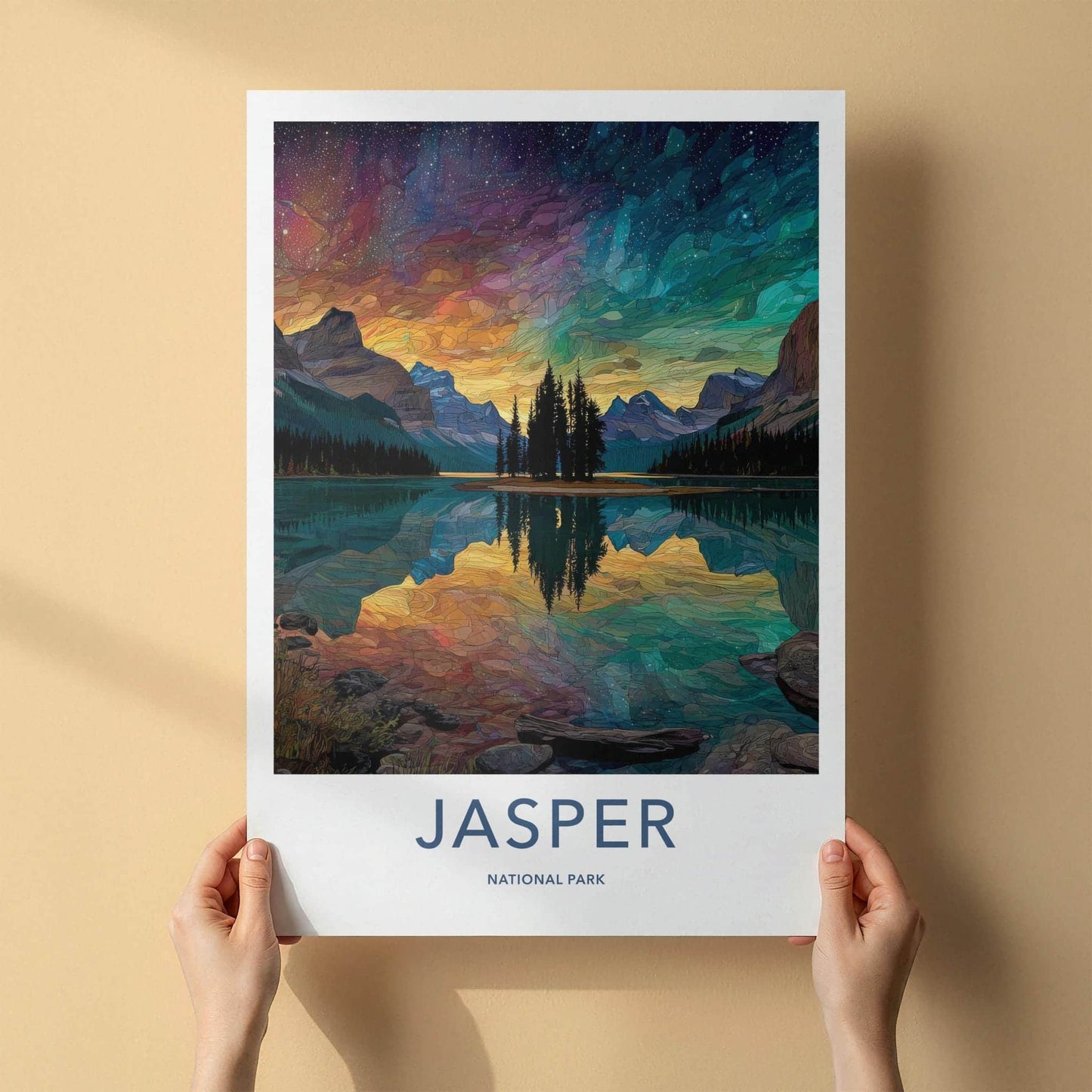 Jasper National Park Poster - Canada Wall Art - Vibrant Sky Reflection Home Decor