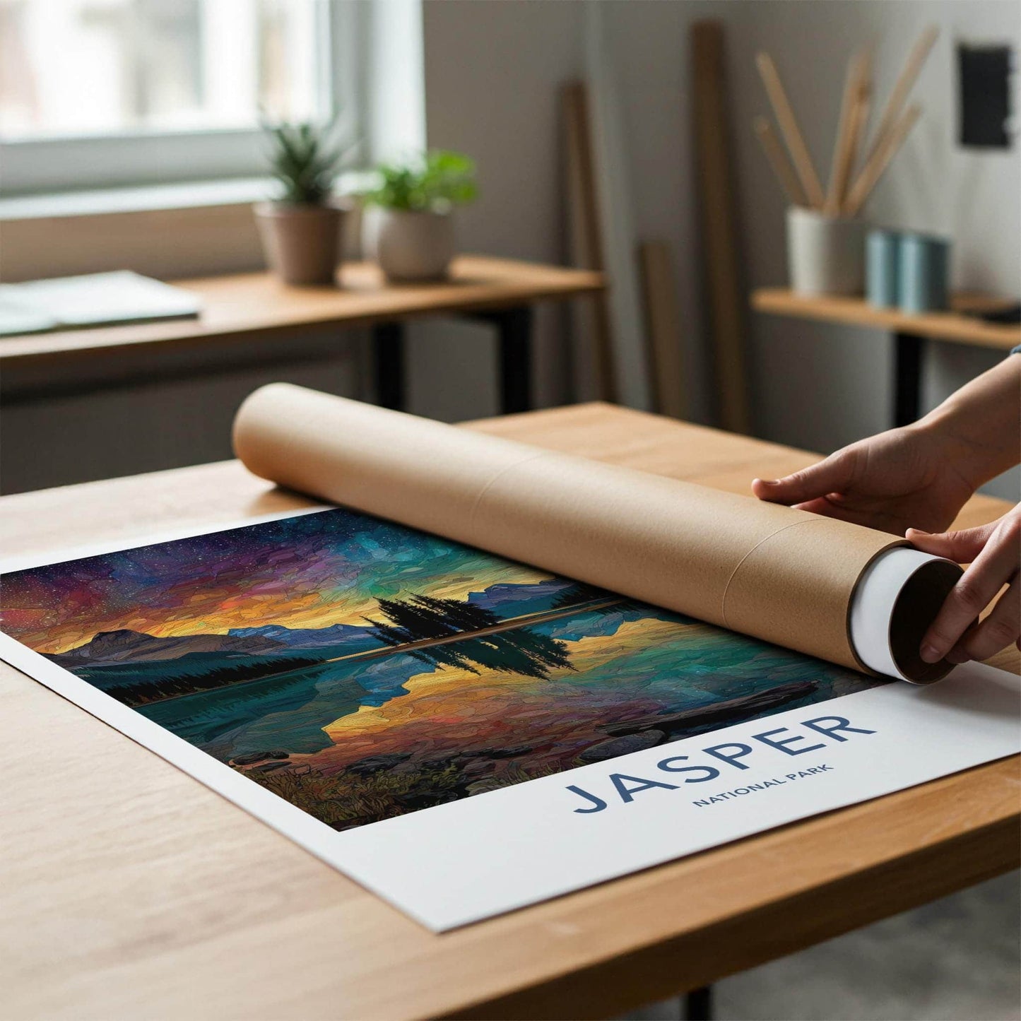 Jasper National Park Poster - Canada Wall Art - Vibrant Sky Reflection Home Decor