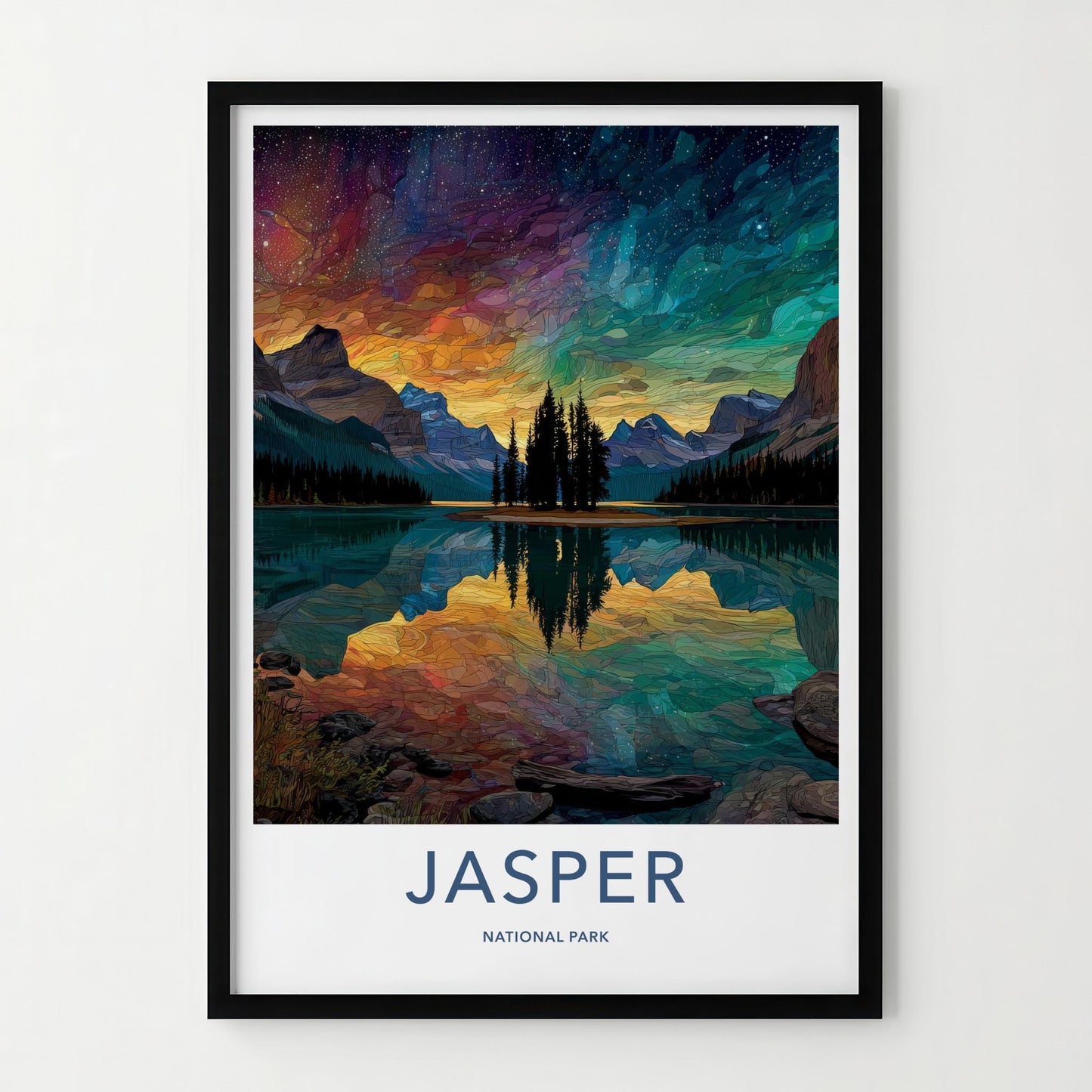 Jasper National Park Poster - Canada Wall Art - Vibrant Sky Reflection Home Decor