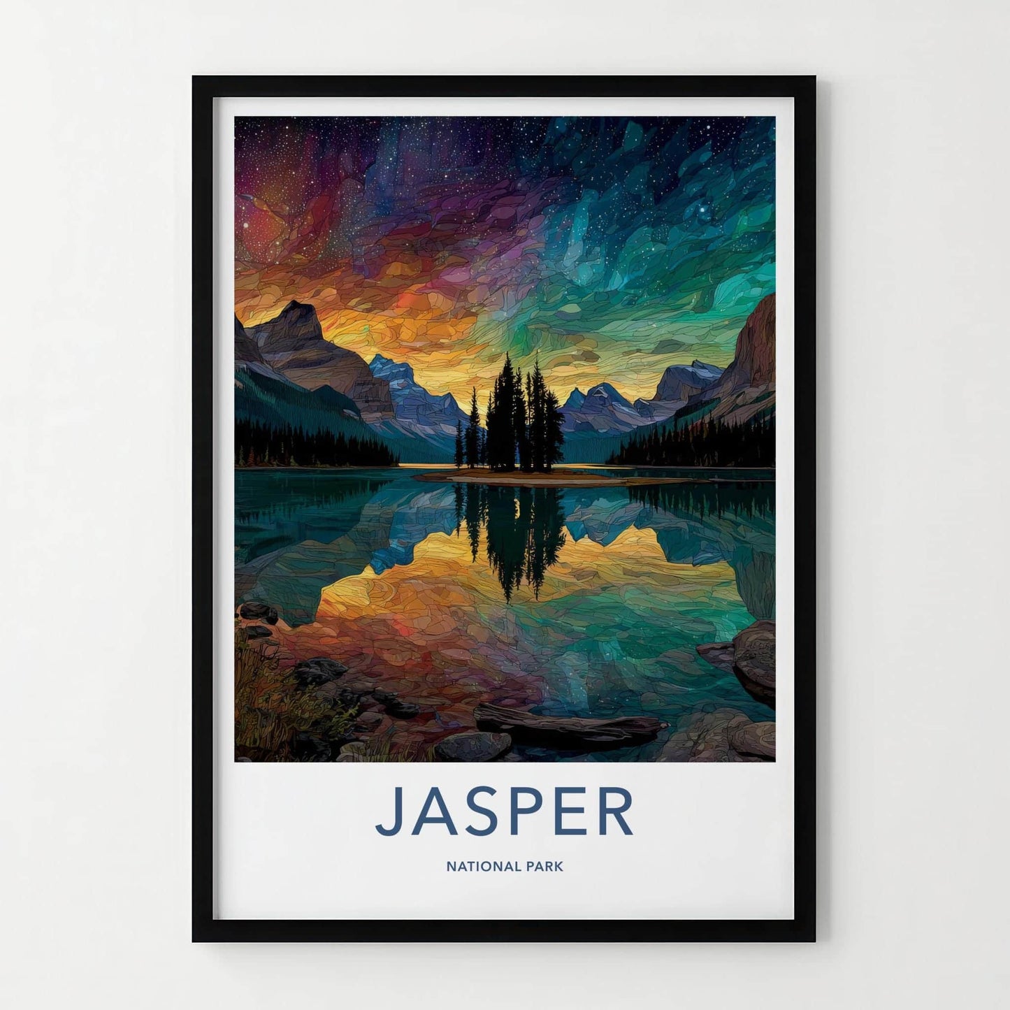 Jasper National Park Poster - Canada Wall Art - Vibrant Sky Reflection Home Decor