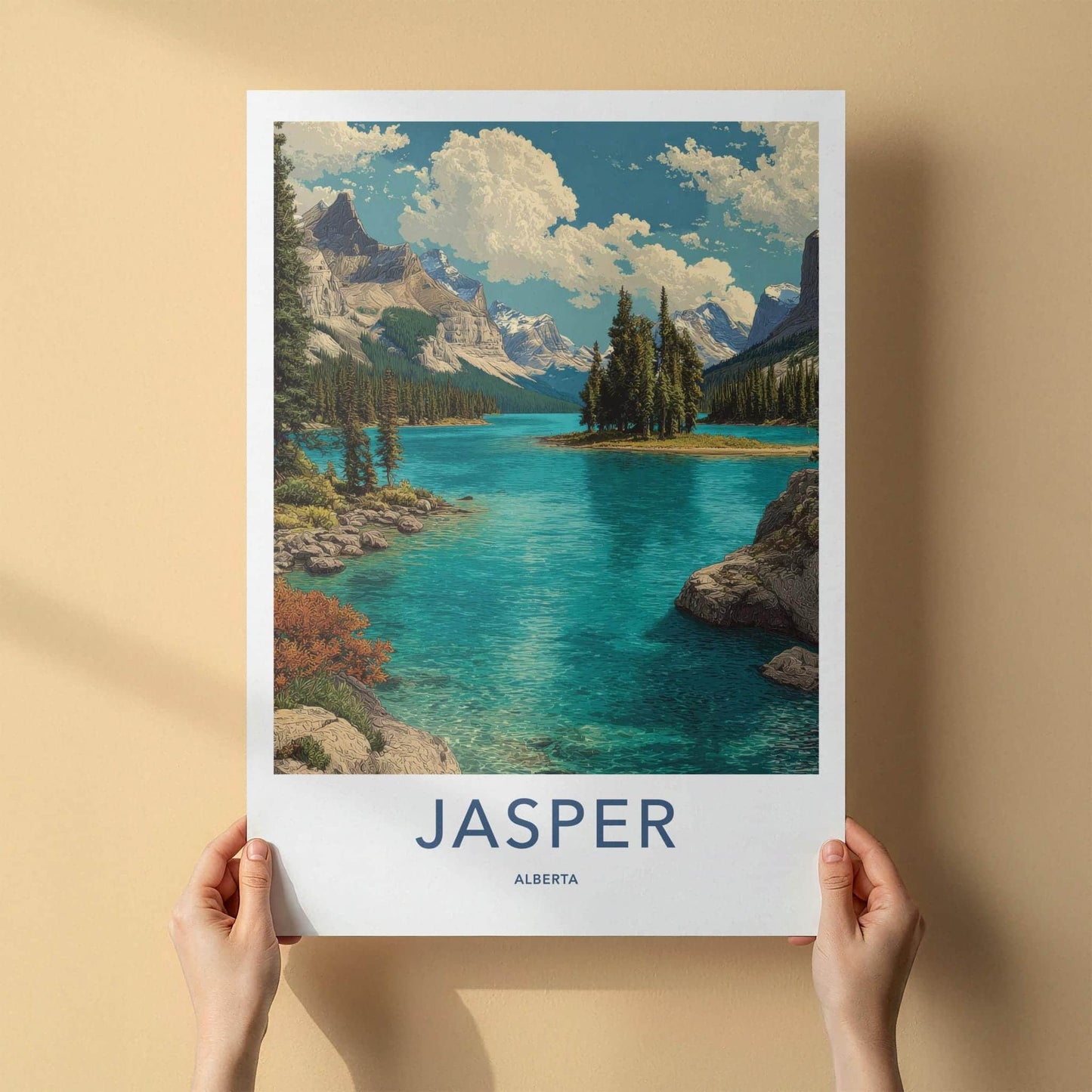 Jasper Poster - Canada Wall Art - Turquoise Lake Island Home Decor