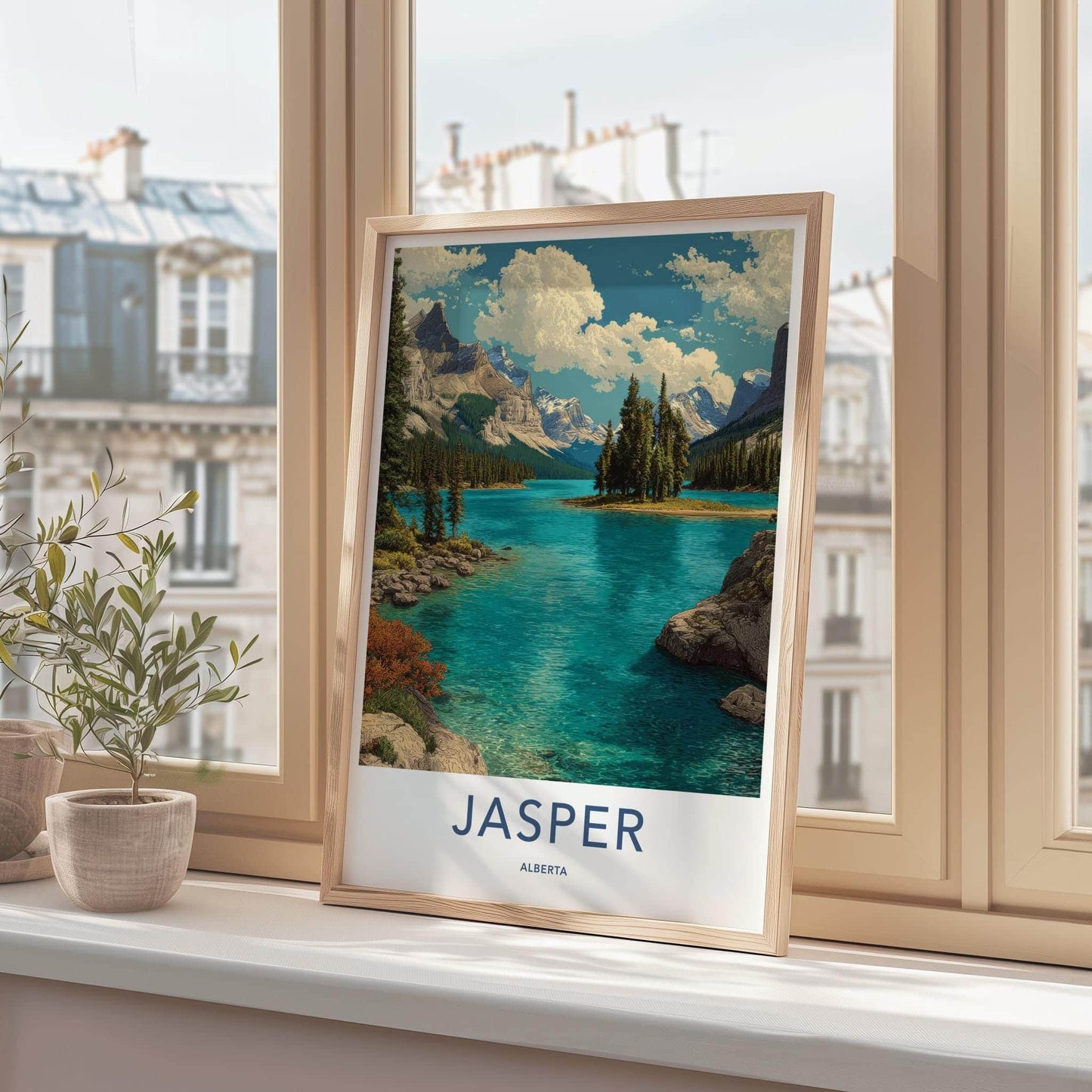 Jasper Poster - Canada Wall Art - Turquoise Lake Island Home Decor