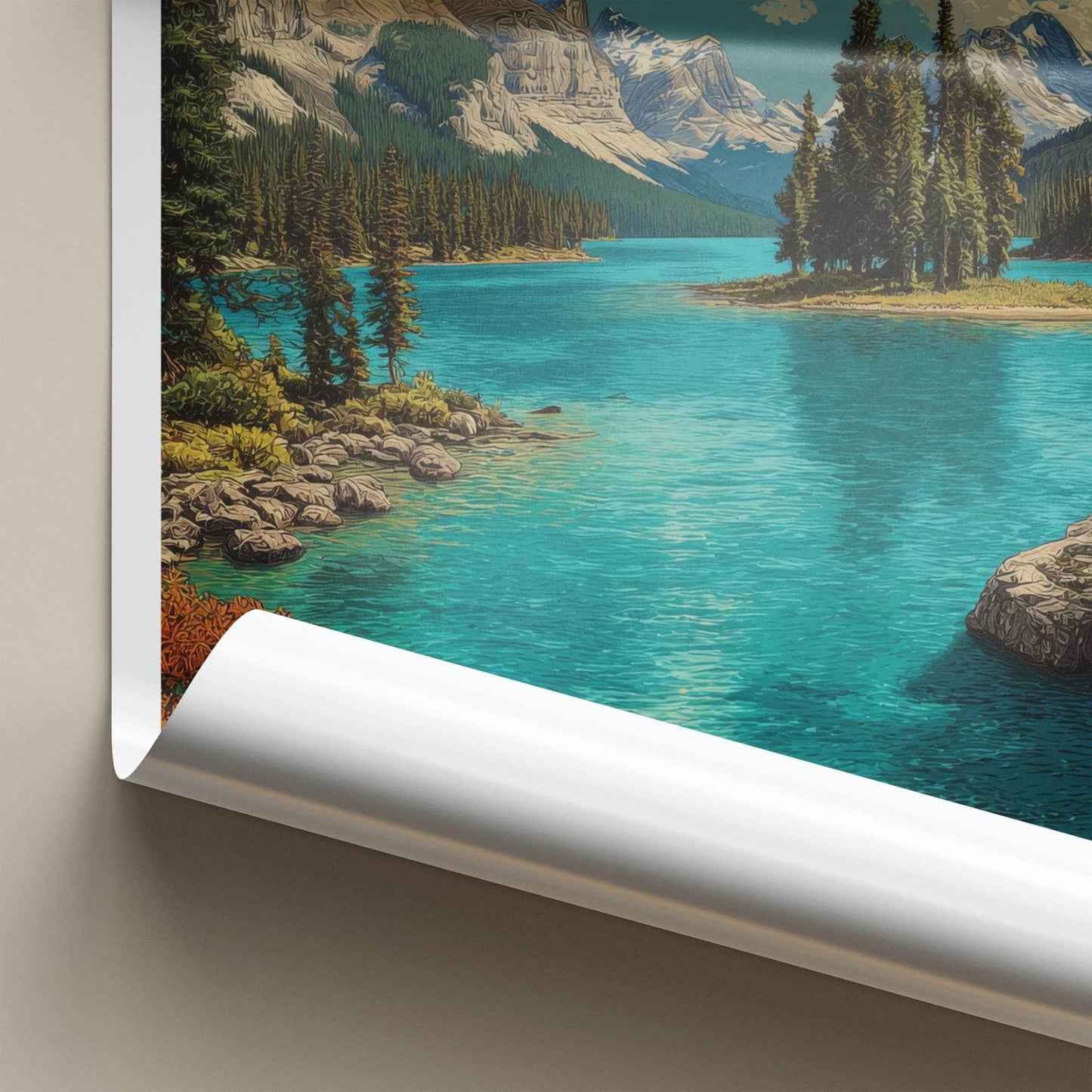 Jasper Poster - Canada Wall Art - Turquoise Lake Island Home Decor