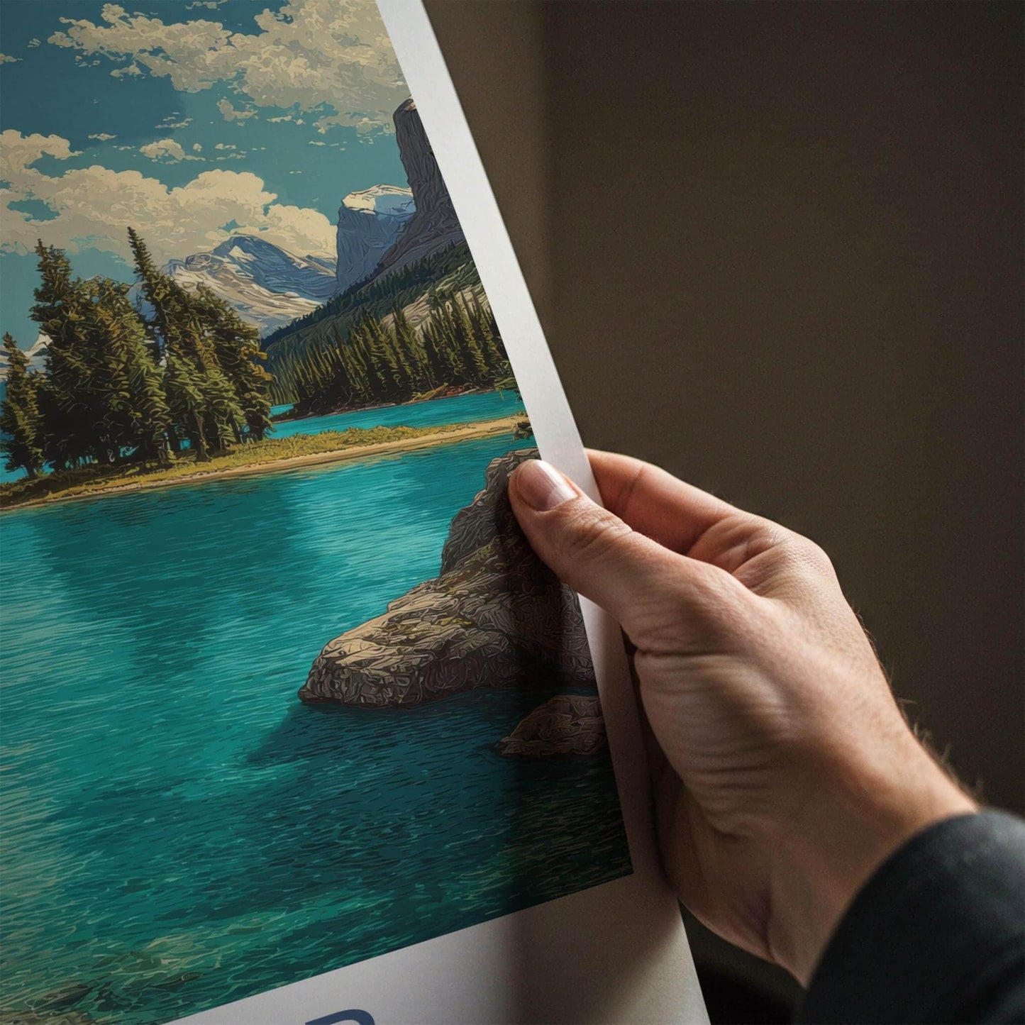 Jasper Poster - Canada Wall Art - Turquoise Lake Island Home Decor