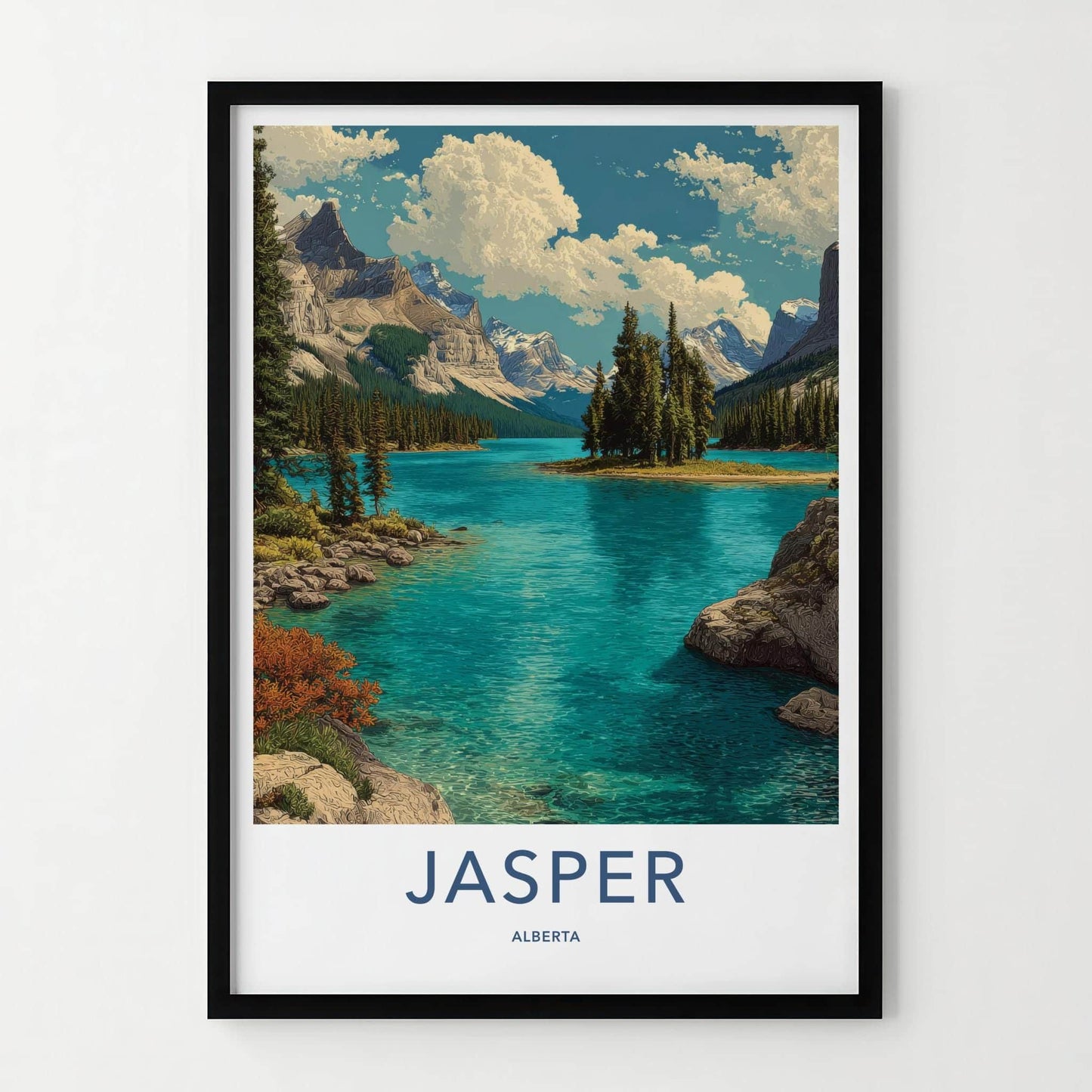 Jasper Poster - Canada Wall Art - Turquoise Lake Island Home Decor