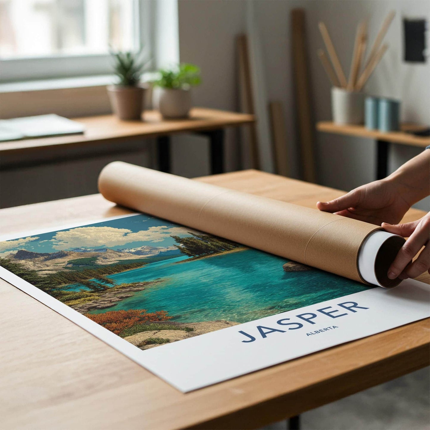 Jasper Poster - Canada Wall Art - Turquoise Lake Island Home Decor