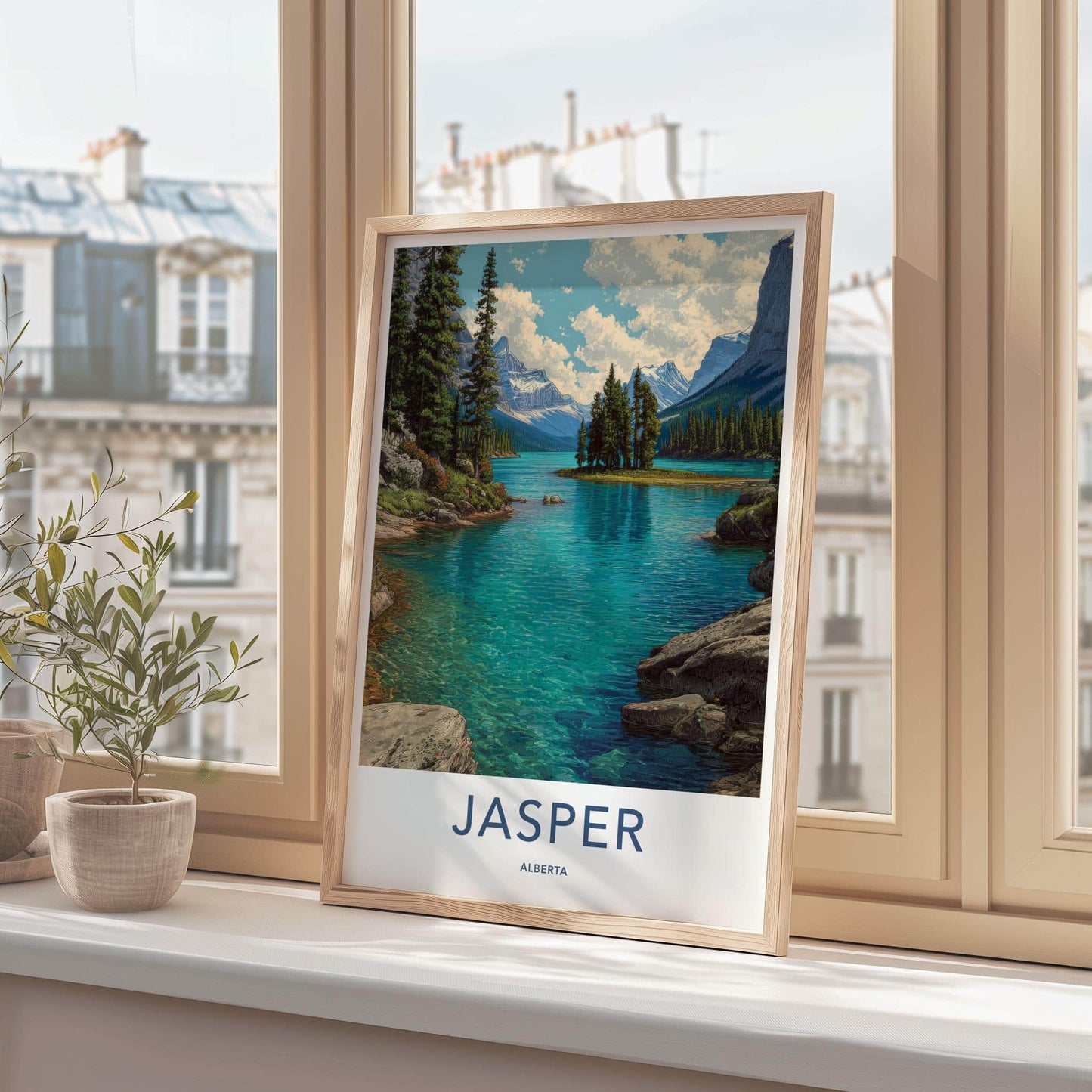 Jasper Poster - Canada Wall Art - Turquoise Lake Island Home Decor